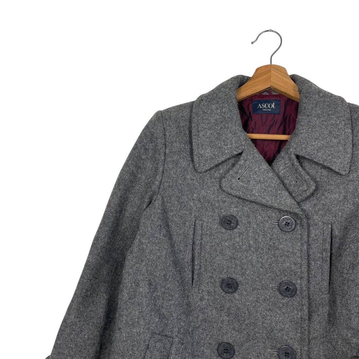 Japanese Brand Ascot Double Breasted Wool Coat Size M / US 6-8 / IT 42-44 - 6 Thumbnail