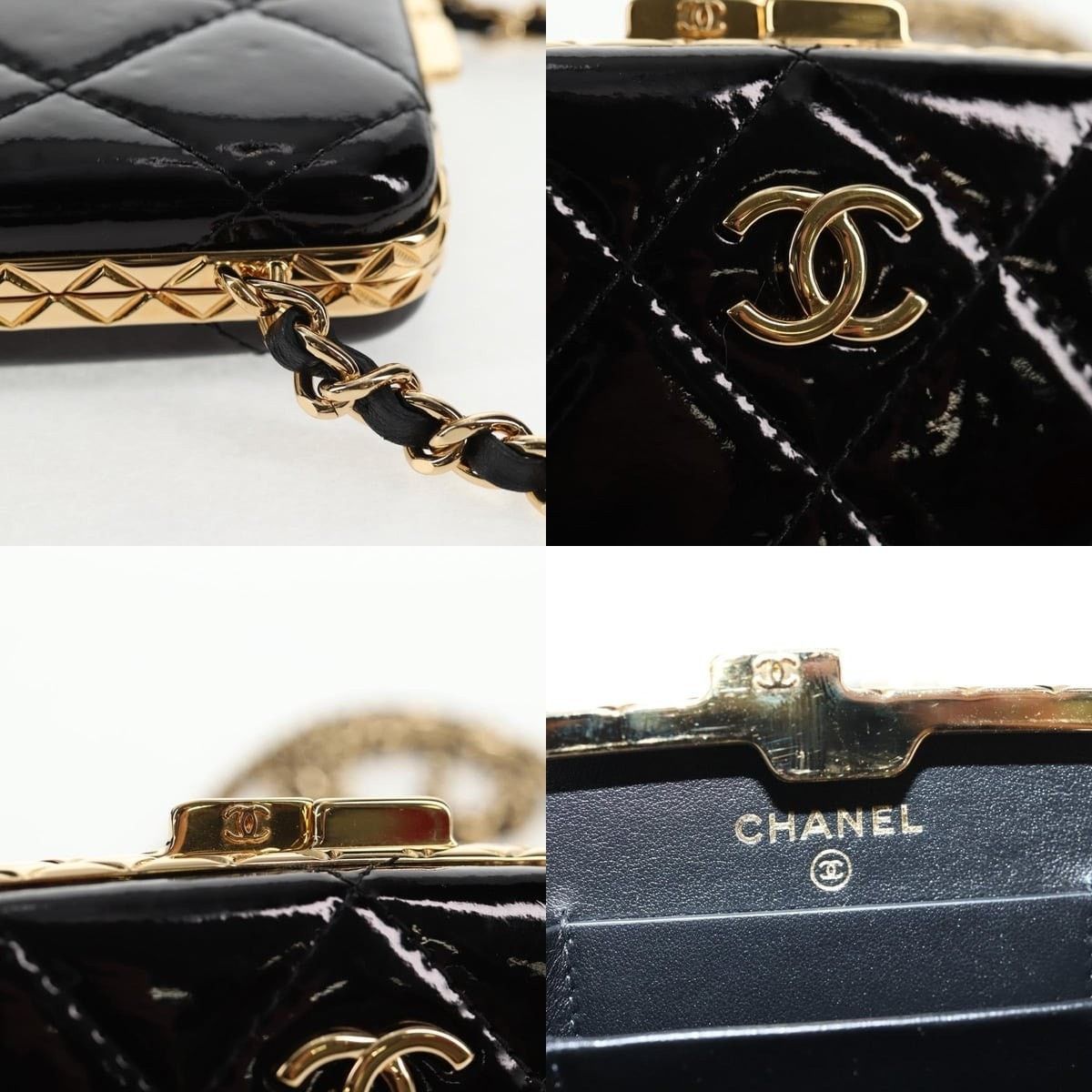 Chanel Chanel Chain Shoulder Bag Patent Leather Black Gold CC Size ONE SIZE - 7 Thumbnail