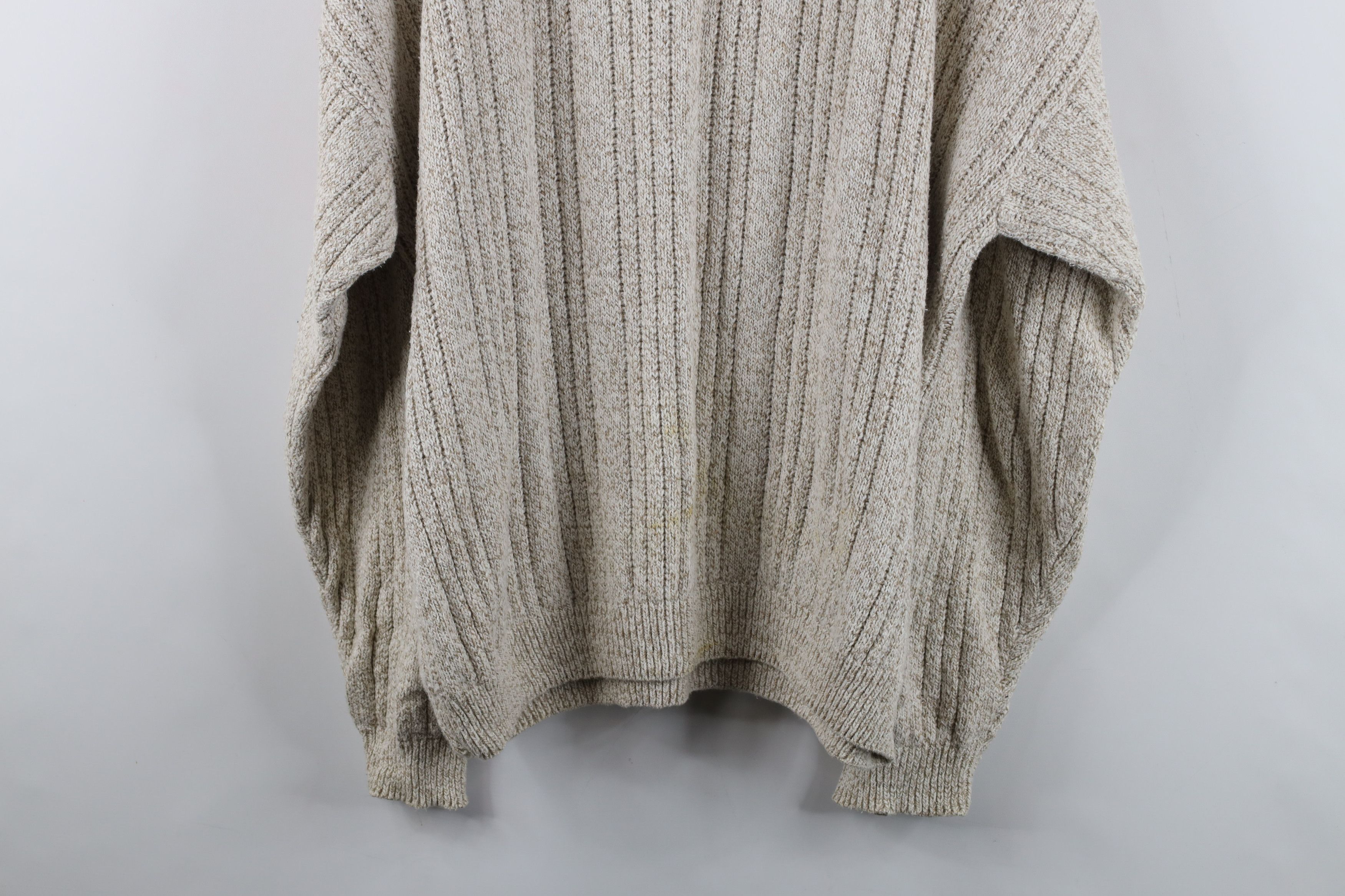 Vintage Vintage 90s Streetwear Ribbed Knit Henley Sweater Beige USA Size US XL / EU 56 / 4 - 13 Thumbnail