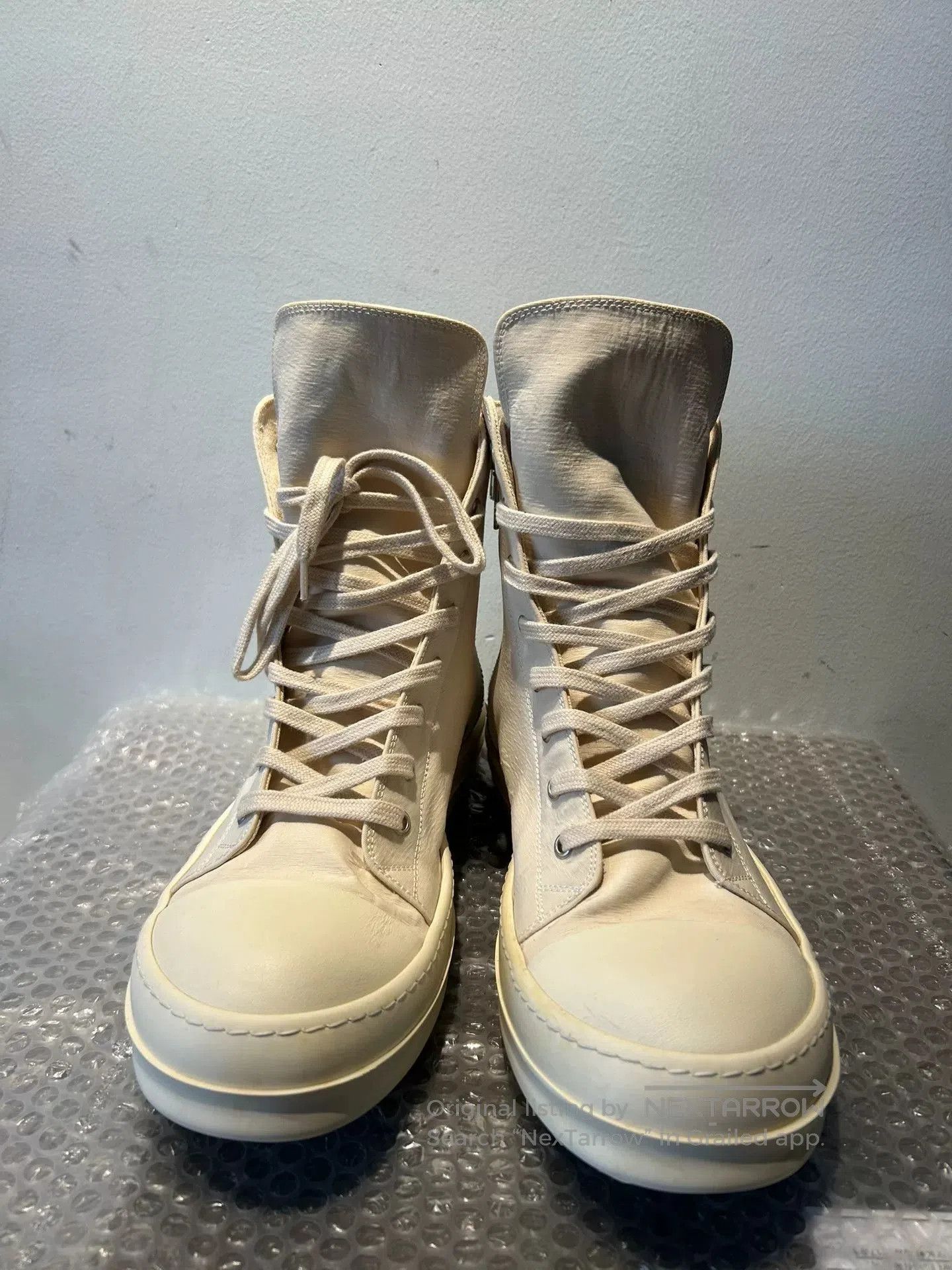 Rick Owens Rick Owens Beige High-Top Sneakers. Size US 10 / EU 43 - 2 Thumbnail