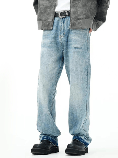 Japanese Brand × Jean American street washed straight loose versatile ripped jeans Size US 32 / EU 48 - 1 Thumbnail