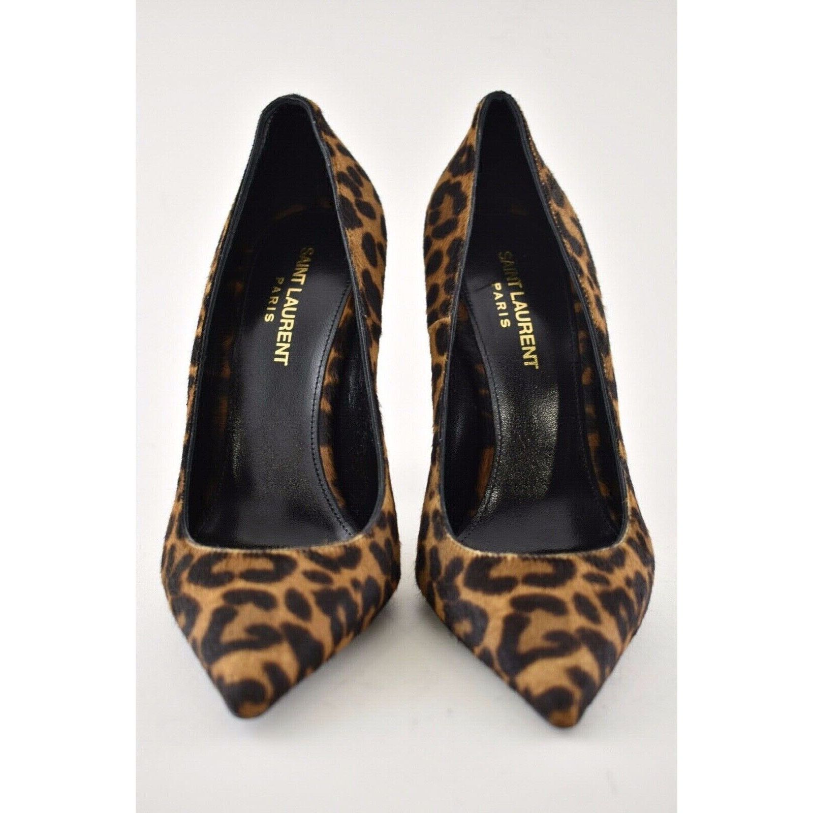 Yves Saint Laurent YSL Logo Opyum Opium 110 Black Brown Leopard Heel Pump 38 Size US 8 / IT 38 - 5 Thumbnail