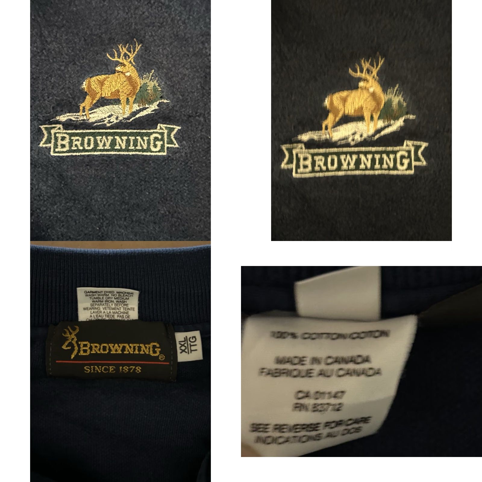 Vintage VINTAGE Browning Long Sleeve Polo Shirt Men 2XL Navy Blue Deer Hunting Buttons Shirt Regular Fit Casual, Travel, Activewear Mens Size US XXL / EU 58 / 5 - 10 Thumbnail