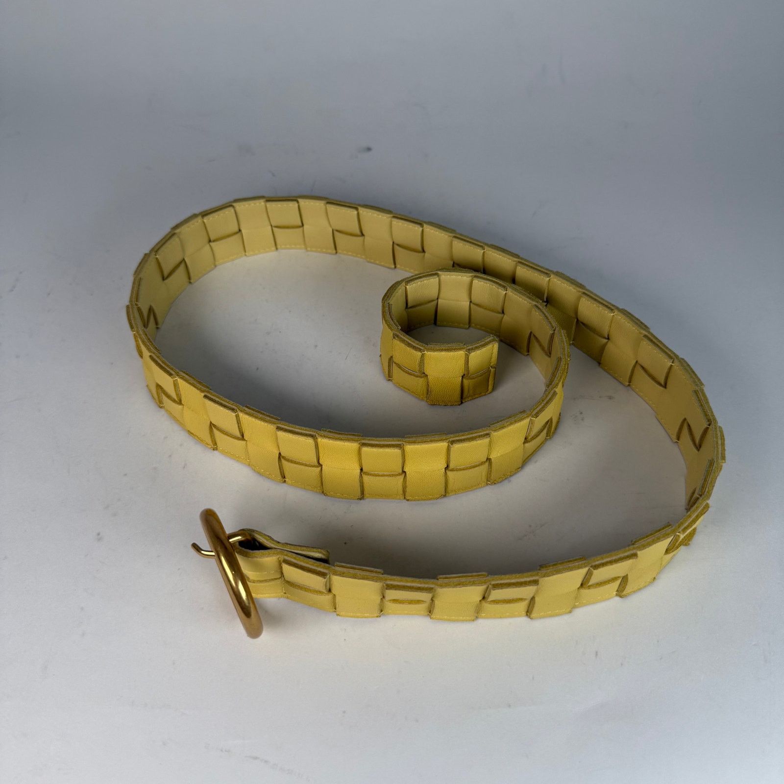 Bottega Veneta Bottega Veneta Yellow Leather Braided Belt Size 34 Size 34 - 5 Thumbnail