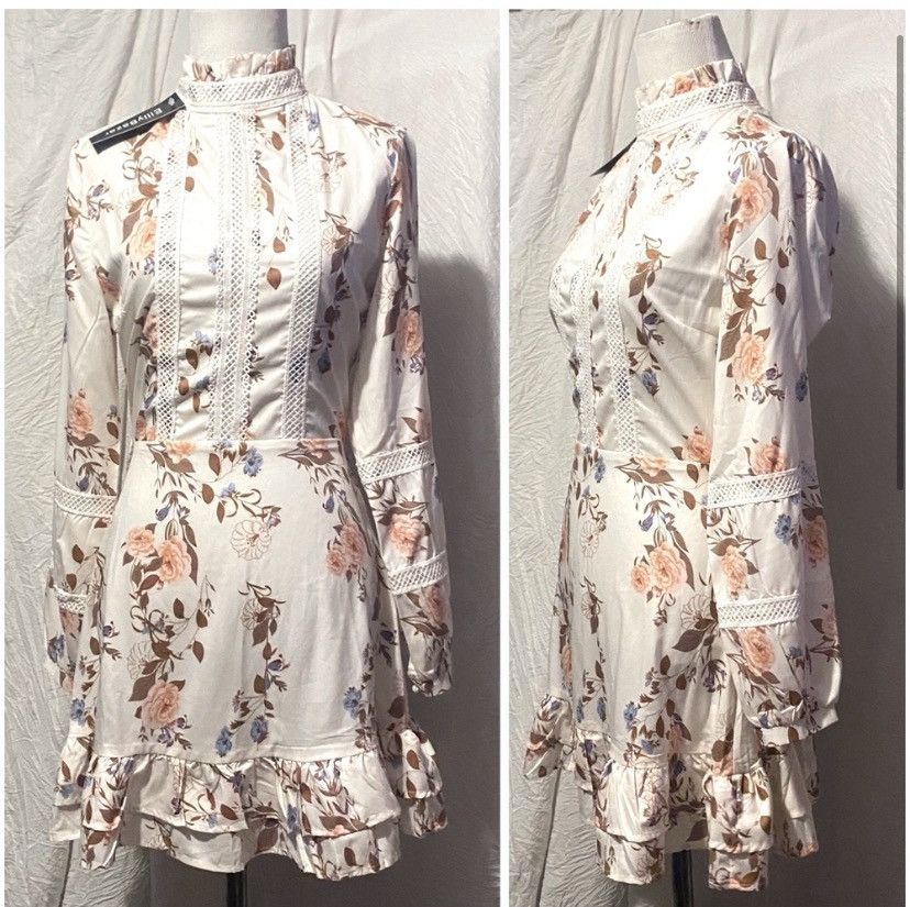 Other Eilly Bazar, Ruffled, Fitted, Long Sleeve Peasant Dress Size S / US 4 / IT 40 - 3 Thumbnail