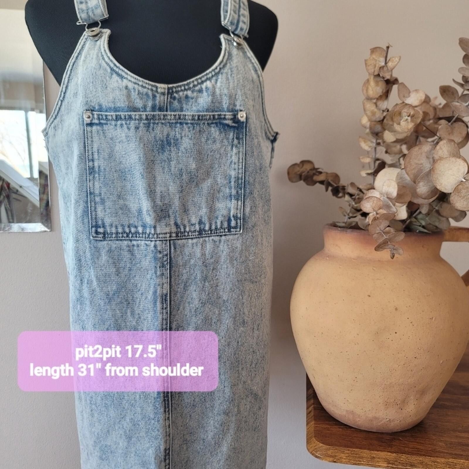 Other Acid Wash Denim Pinafore Overall Dress Sz M Grunge Minimal Size M / US 6-8 / IT 42-44 - 3 Thumbnail