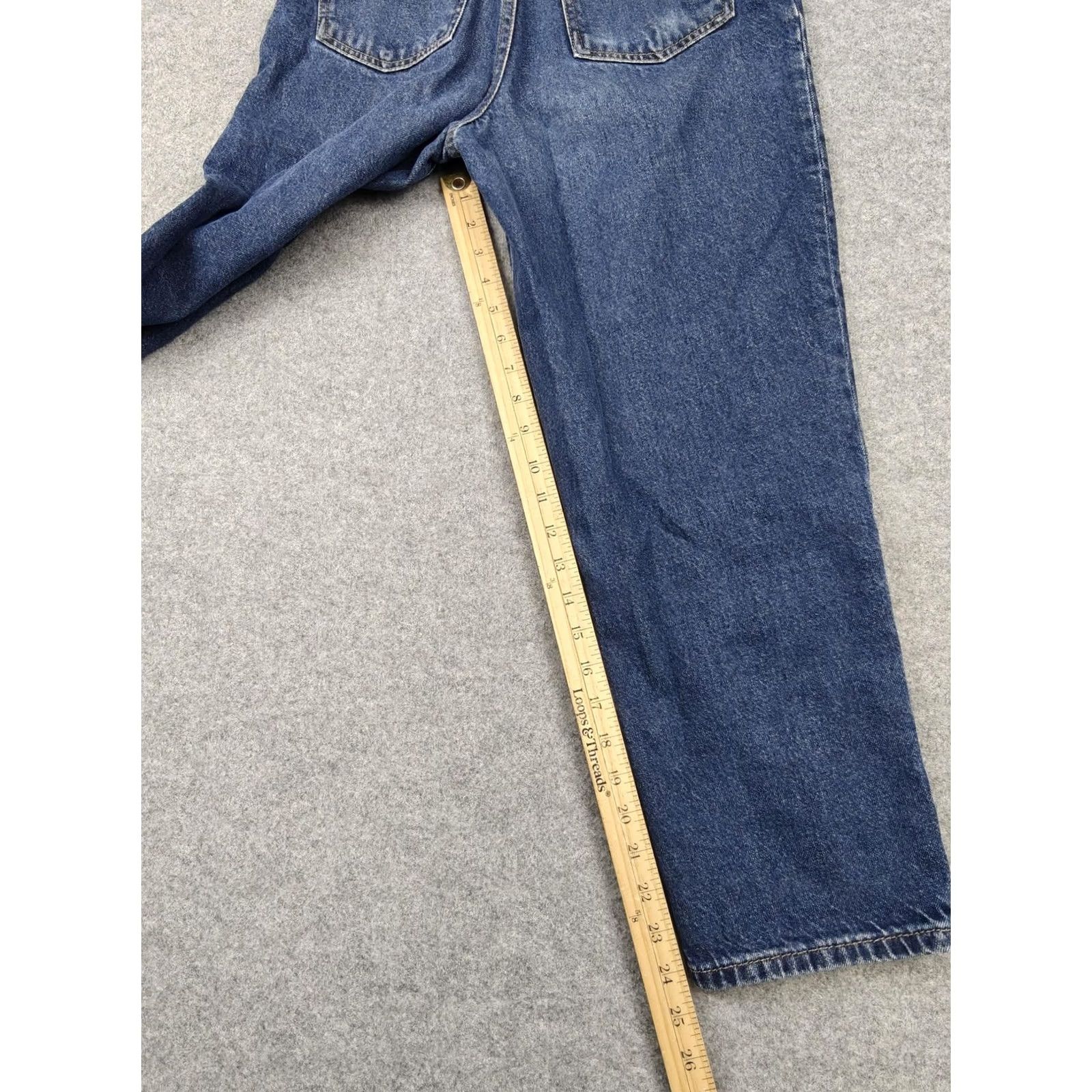 Vintage We The Free Jeans Womens 25 Blue High Rise Straight Denim Buttons | 5-Pocket Bohemian 100% Cotton Pants Size 42" / US 20 - 6 Thumbnail