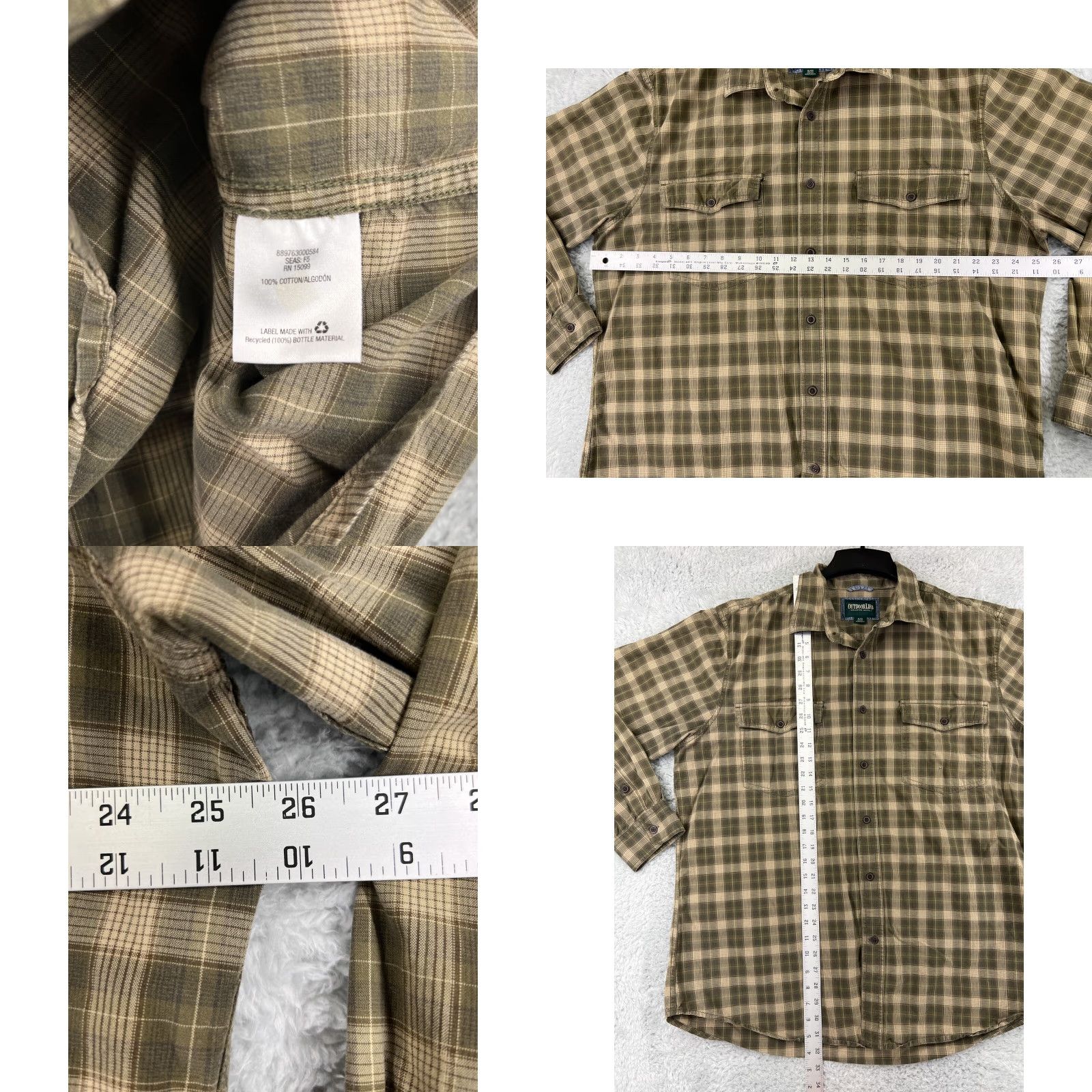 Alife Outdoor Life Button-Up Shirt Men XL Yellow Plaid Cotton Short Sleeve Casual Workwear 2010s Size US XL / EU 56 / 4 - 8 Thumbnail