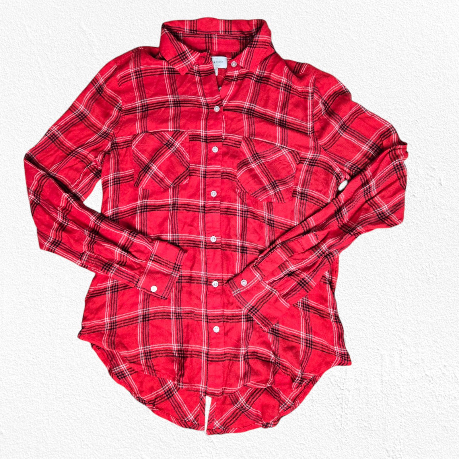 Lucky Brand Lucky Brand Red Plaid Flannel Button Up Top Size XS Size XS / US 0-2 / IT 36-38 - 2 Thumbnail