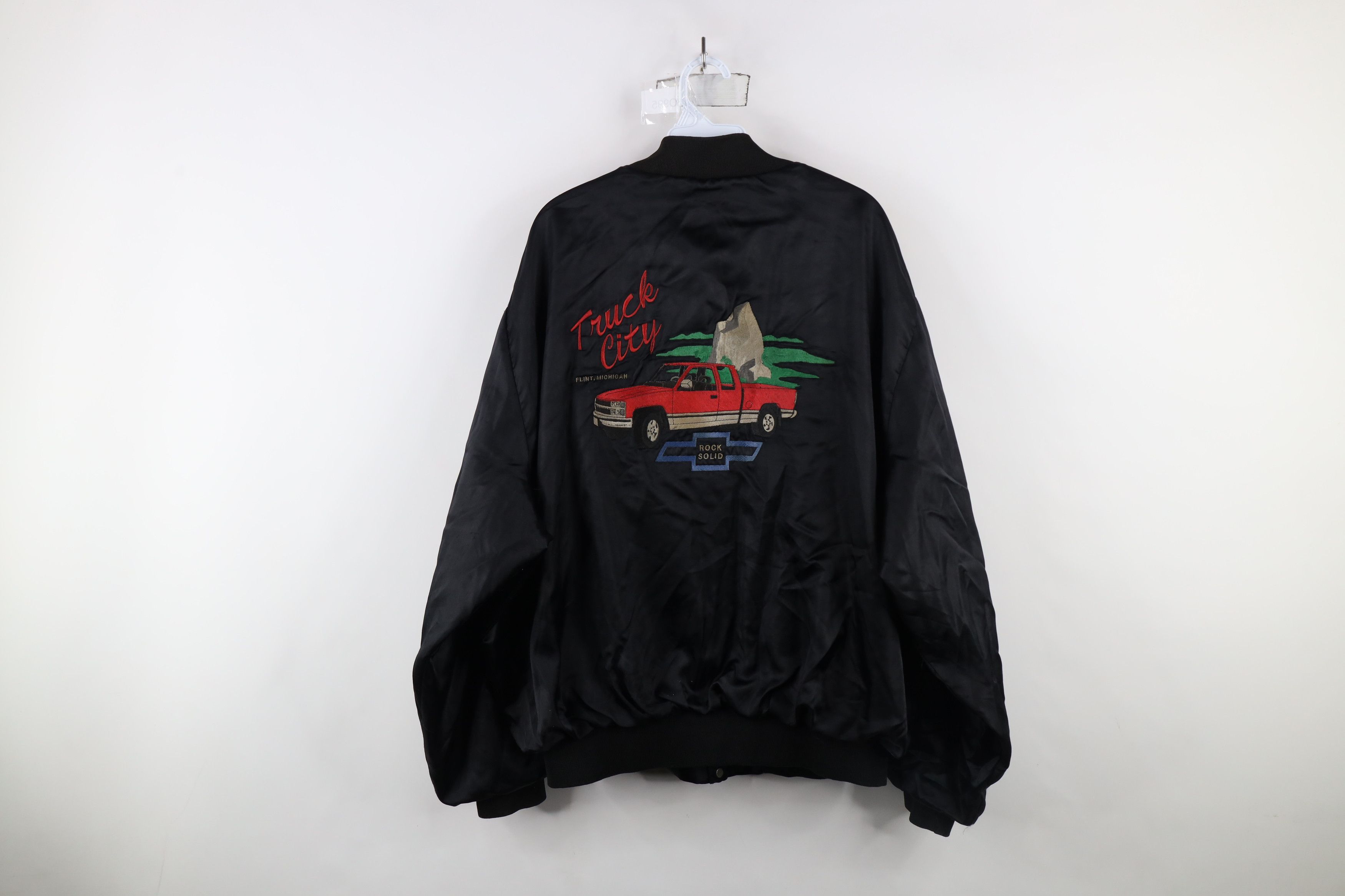Vintage Vintage 80s Chevrolet Lined Satin Bomber Jacket Black USA Size US XL / EU 56 / 4 - 14 Thumbnail