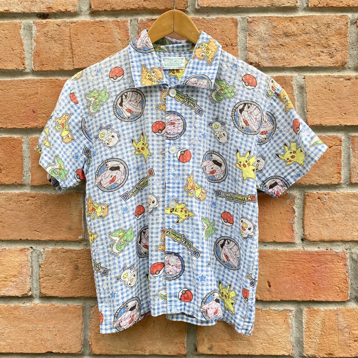 Pokemon Blue Gingham Short Sleeve Shirt with Pokémon Print Size S / US 4 / IT 40 - 1 Thumbnail