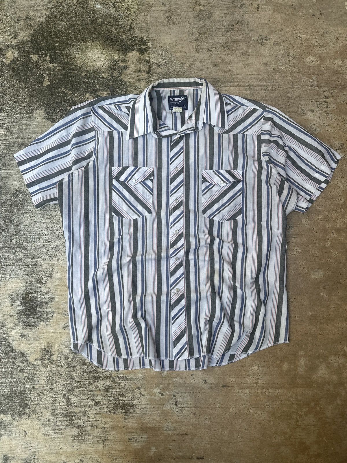 Vintage × Wrangler Vintage 90s Striped Wrangler Pearl Snap Button Up Shirt Size US L / EU 52-54 / 3 - 1 Thumbnail