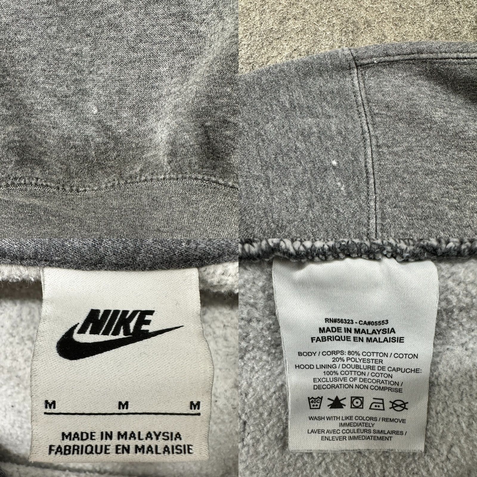 Nike Nike Hoodie Mens M Grey Club Fleece Pullover Swoosh Logo Cotton Drawstring Size US M / EU 48-50 / 2 - 9 Thumbnail