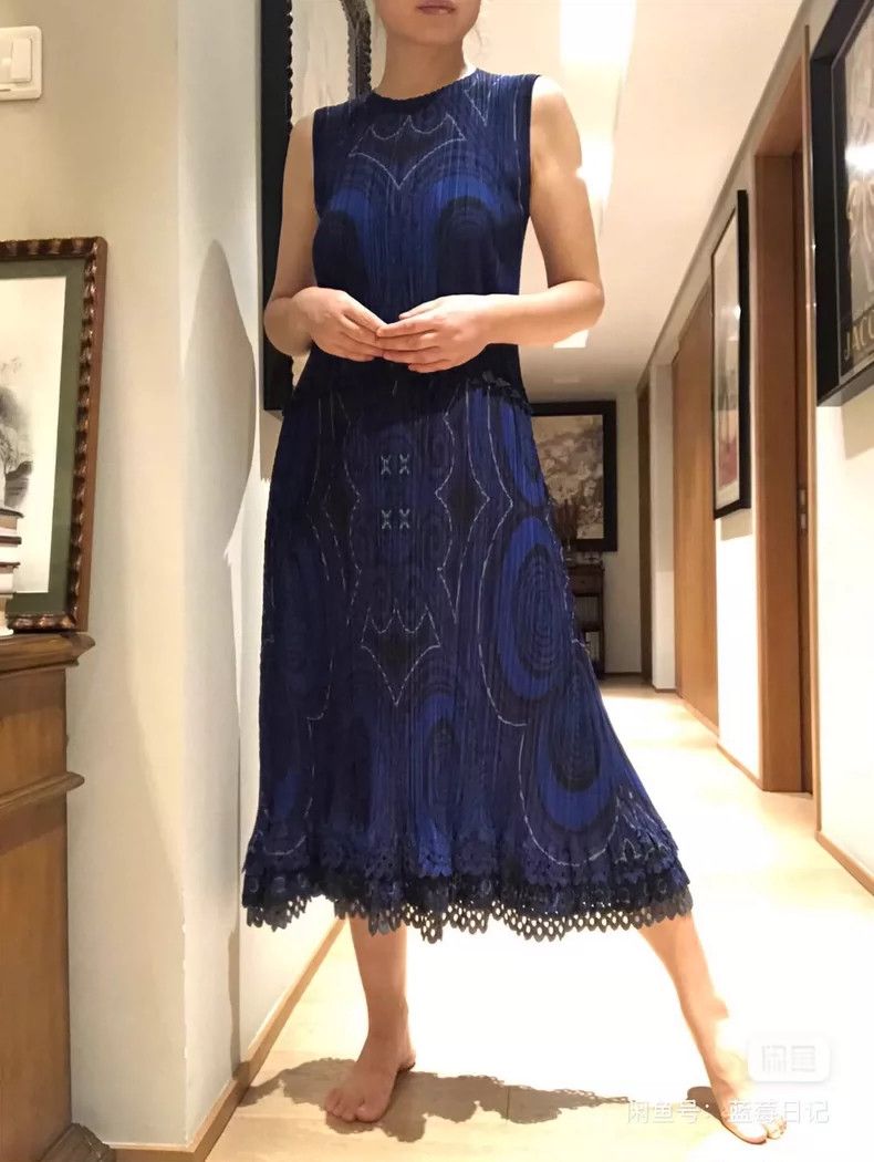 Issey Miyake Issey Miyake size:2 Blue Middle Eastern printed style dres Size M / US 6-8 / IT 42-44 - 3 Thumbnail