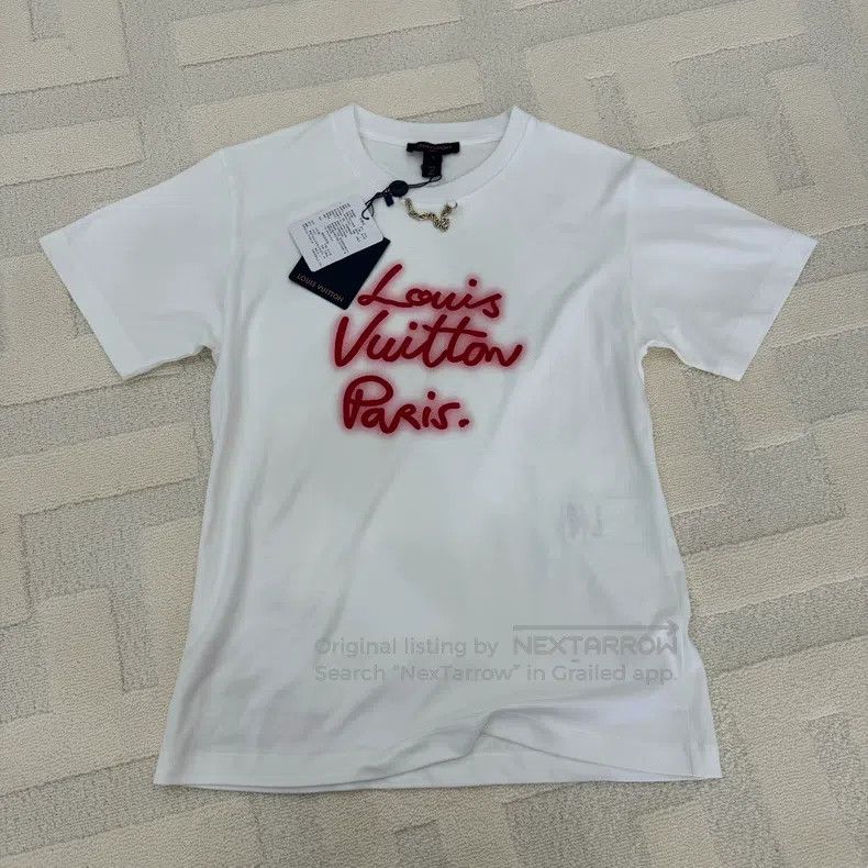 Louis Vuitton Louis Vuitton White chain printed short sleeve T-shirt Size US S / EU 44-46 / 1 - 1 Thumbnail