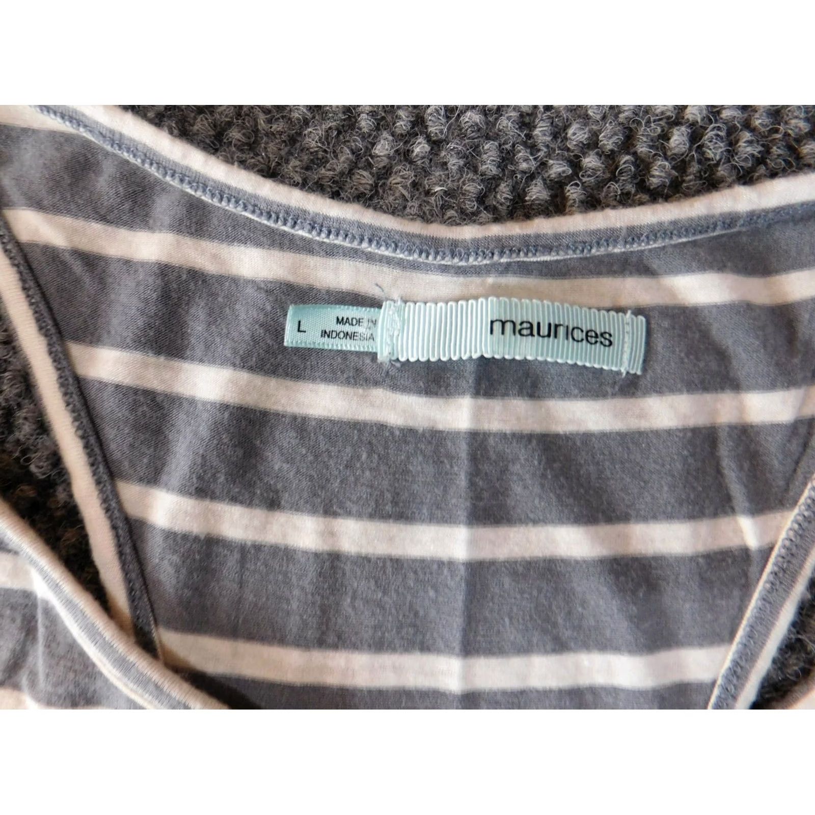 Vintage Maurices Womens Blouse L Blue Striped Sleeveless Pullover Casual Shirt Size L / US 10 / IT 46 - 4 Thumbnail