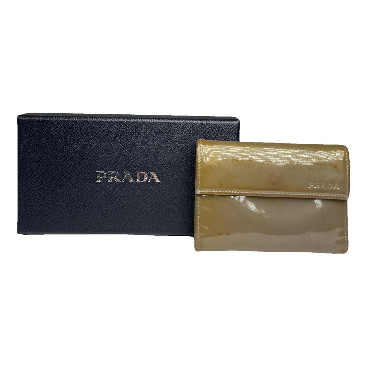 Prada Khaki Patent Leather Wallet Size ONE SIZE - 1 Thumbnail