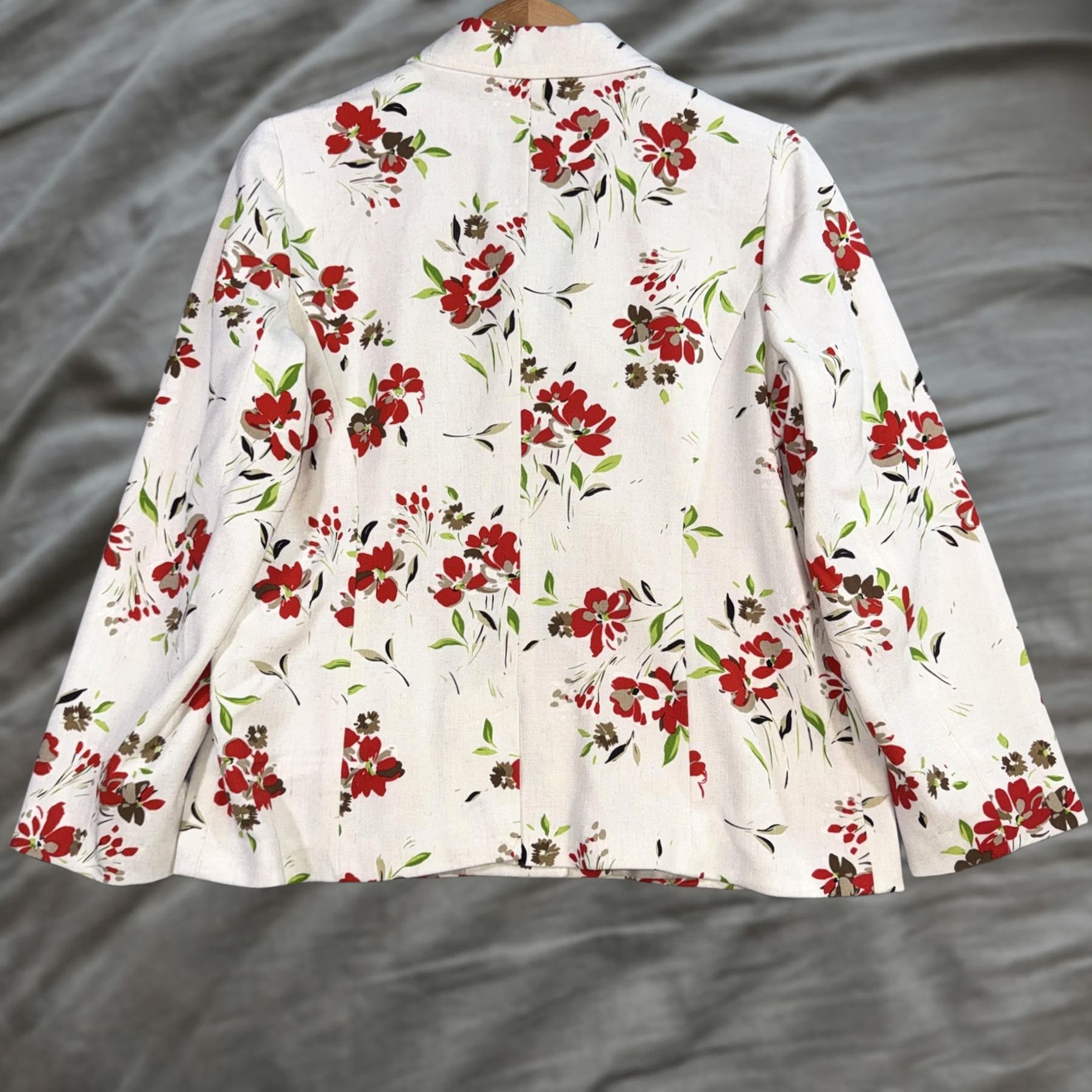 Vintage Sag Harbor Blazer Womens 12 White Floral Linen Blend Stretch Lined Jacket Size XL / US 12-14 / IT 48-50 - 1 Thumbnail