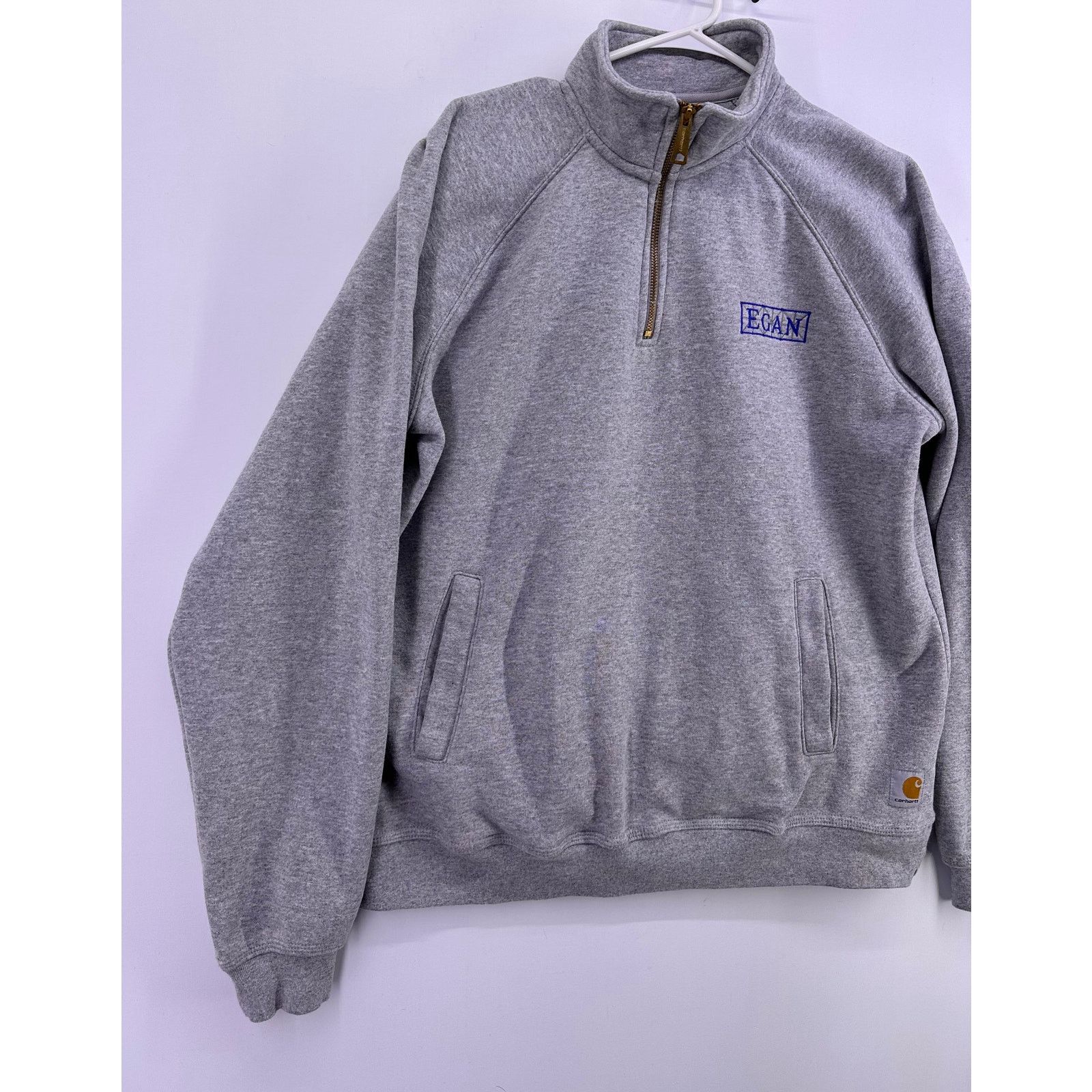 Carhartt Carhartt Gray 1/4 Zipper Thick Crewneck Sweater Size Large Size US L / EU 52-54 / 3 - 3 Thumbnail