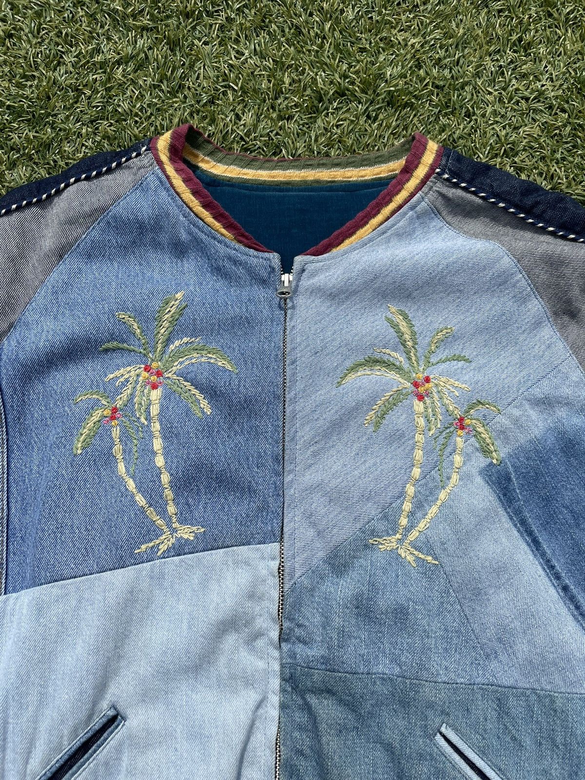 Kapital Kapital Palm Tree Reversible Denim Bomber Jacket Size US L / EU 52-54 / 3 - 2 Thumbnail