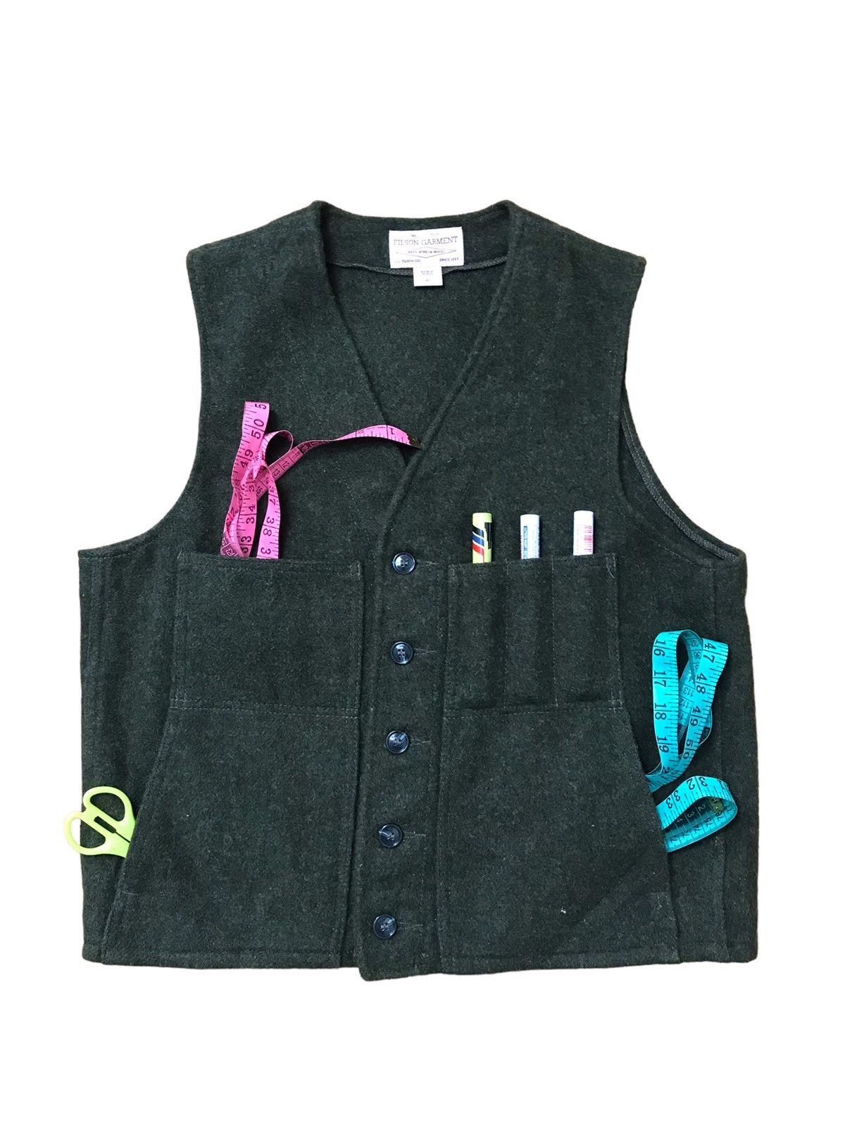 image of Filson Dark Green Wool Vest, Men's (Size Medium)