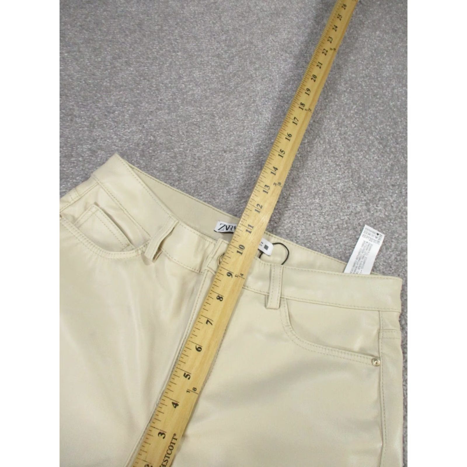 Zara Zara Pants Womens 4 Beige Faux Leather Straight Leg NEW Stains Size 27" / US 4 / IT 40 - 7 Thumbnail