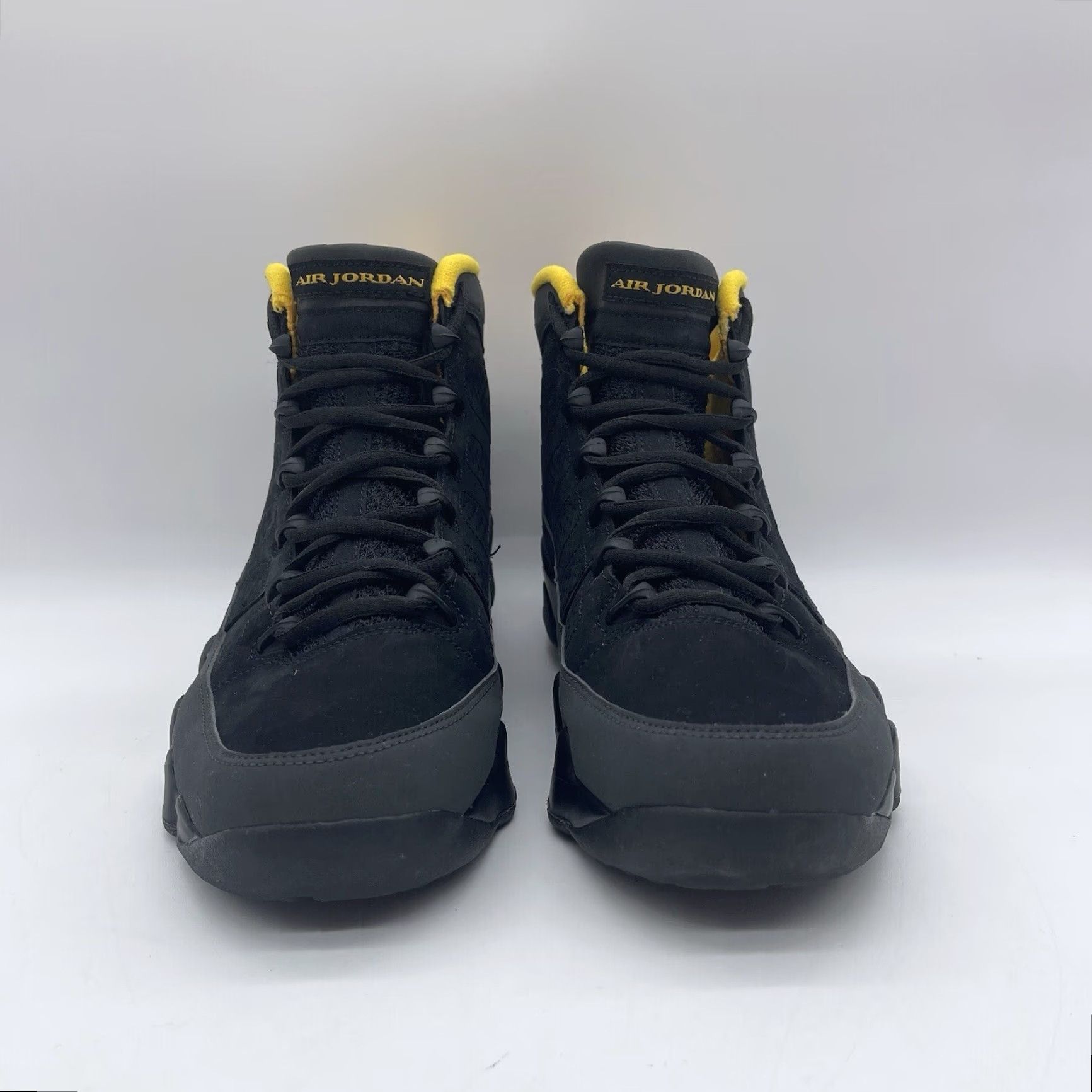 Jordan Brand Nike Air Jordan 9 Retro Sneakers Men 9.5 Dark Charcoal Black University Gold CT8019-070 Activewear Casual Leather/Nubuck Mid Top Size US 9 / EU 42 - 6 Thumbnail
