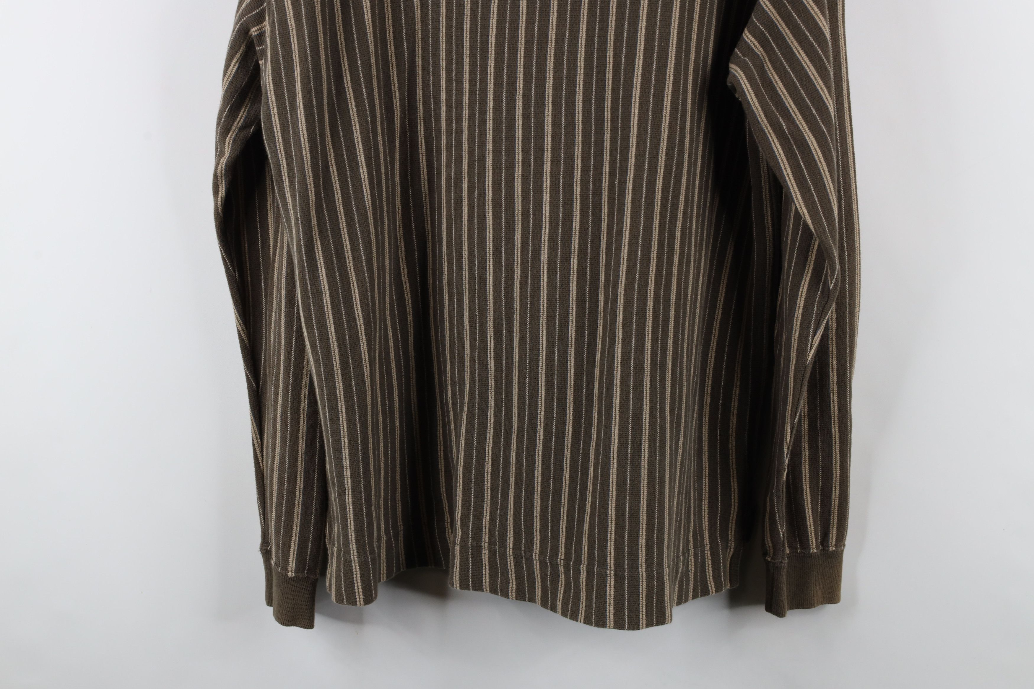 Vintage Vintage 90s Streetwear Striped Thermal Knit Long Sleeve Polo Size US L / EU 52-54 / 3 - 9 Thumbnail