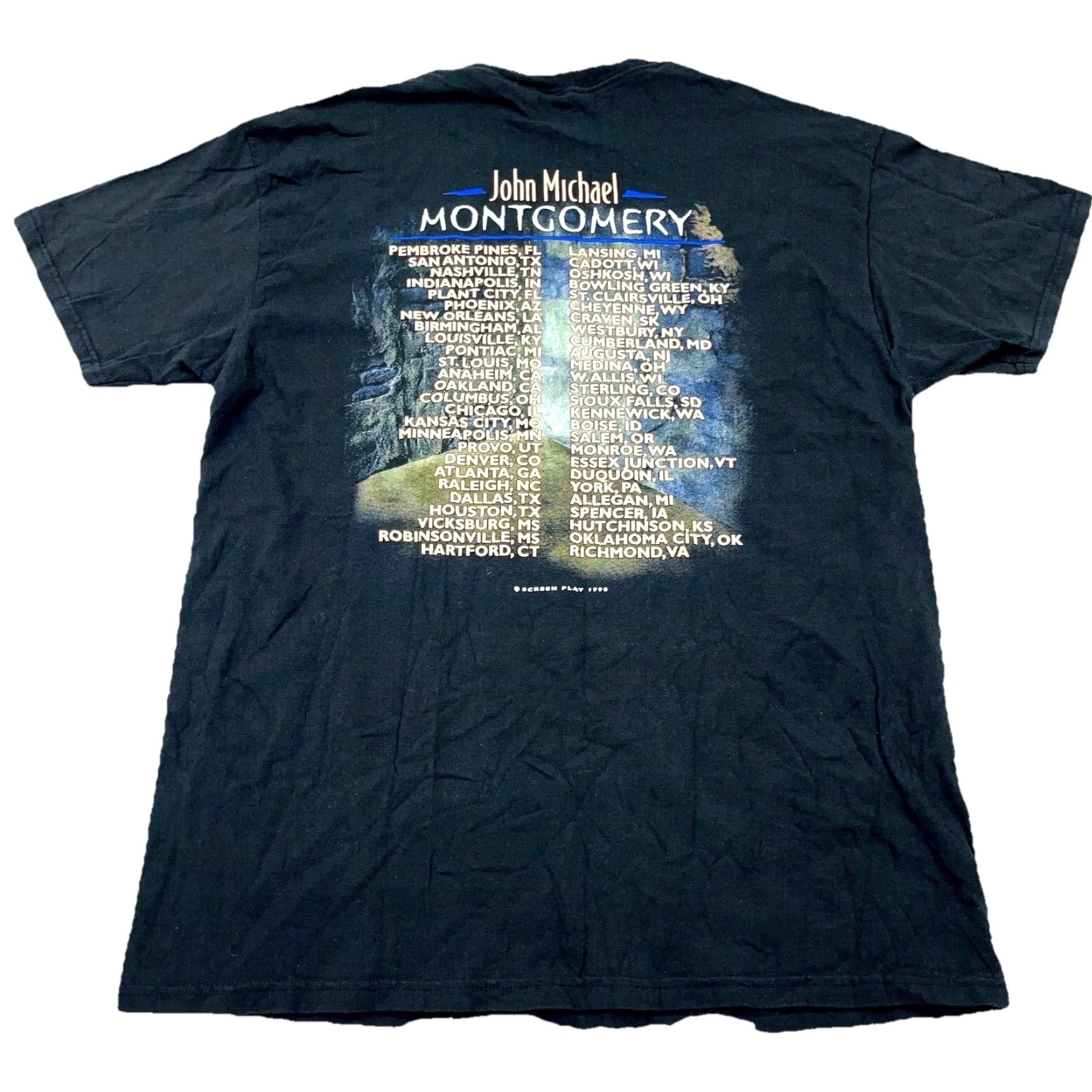 Delta VINTAGE Delta John Montgomery Shirt Men XL Black Band Tee Country Music Tour USA 90s Shirt Mens XL Black Band Rock Retro Size US XL / EU 56 / 4 - 2 Thumbnail