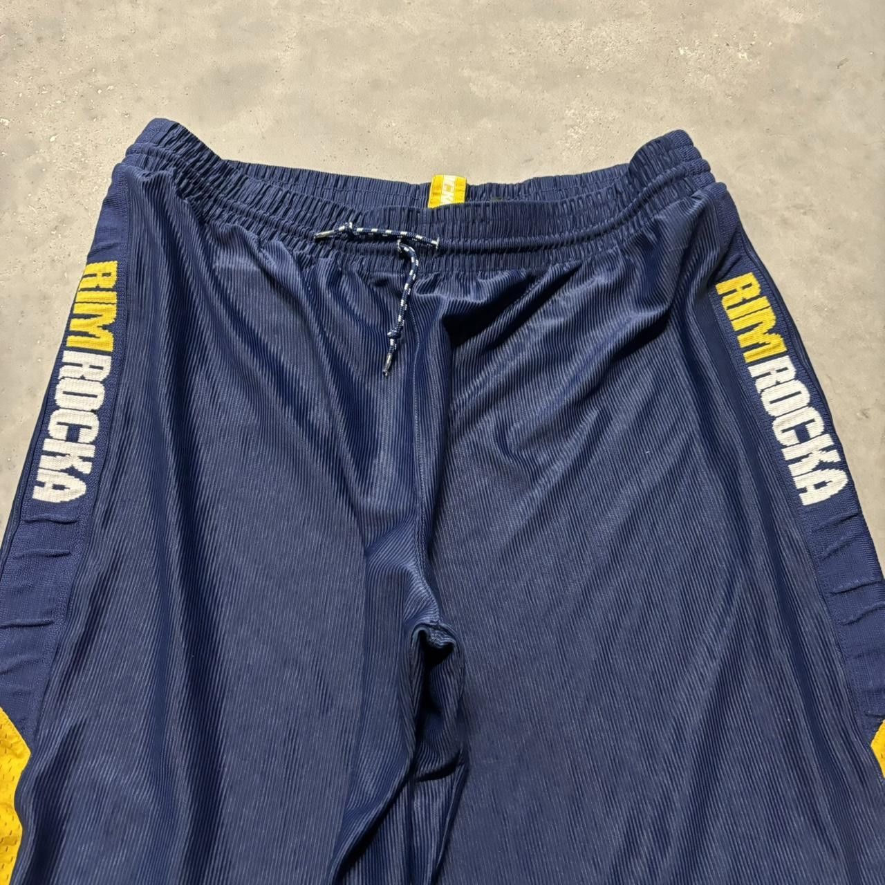 Japanese Brand × Vintage Crazy Vintage Y2K/2000s Baggy Navy Blue Yellow Skater Track Pants! Size US 36 / EU 52 - 3 Thumbnail