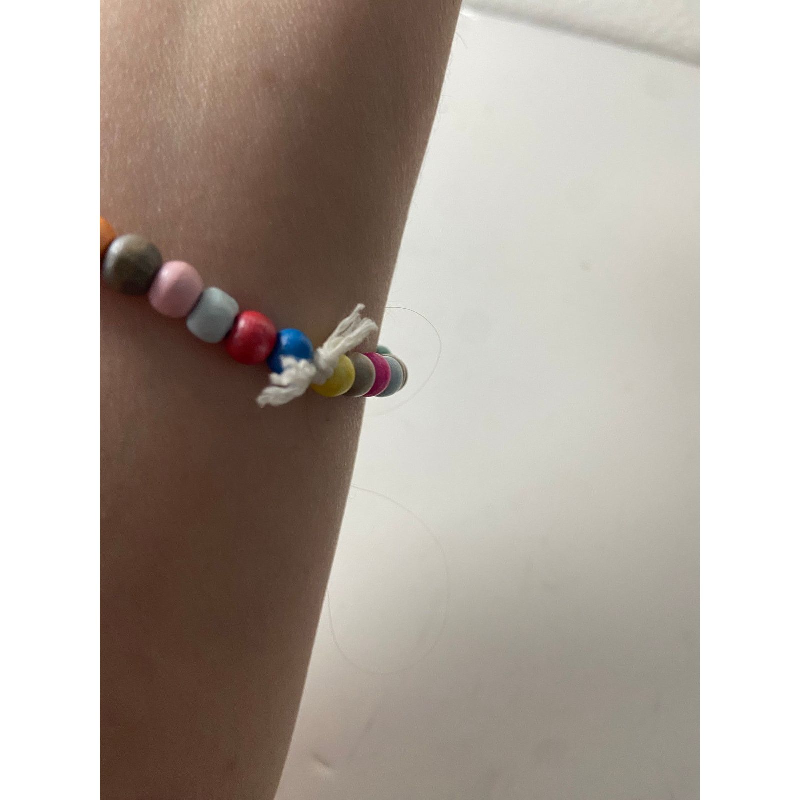 Handmade Colorful Wood Bead Bracelet - Fits Large Wrist - Boho Style Size ONE SIZE - 2 Thumbnail