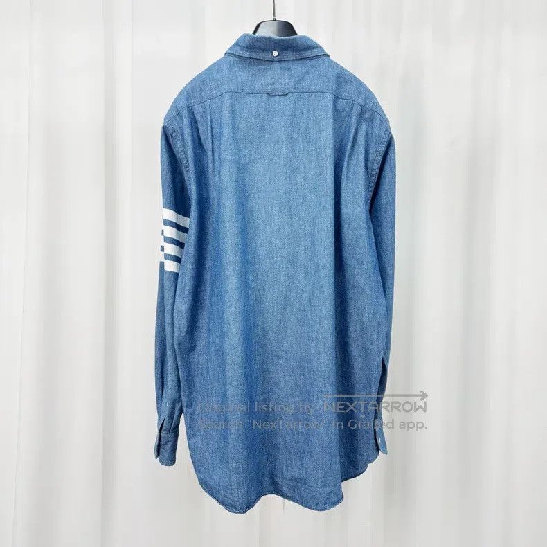 Thom Browne Thom Browne Blue Denim Shirt Size US XL / EU 56 / 4 - 2 Thumbnail