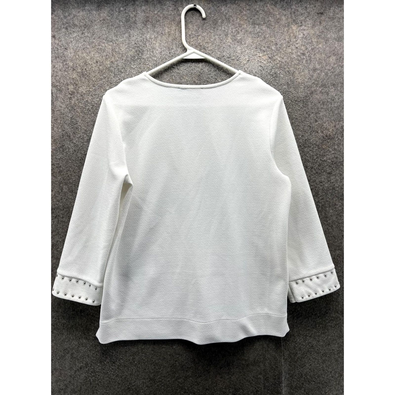 Karl Lagerfeld Karl Lagerfeld Paris Blouse Womens Small White Studded V Neck 3/4 Sleeve Top Size S / US 4 / IT 40 - 7 Thumbnail