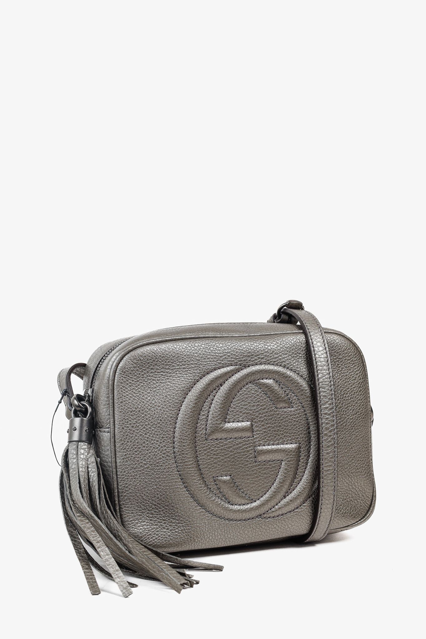 Gucci Gucci Soho Disco Bag in Metallic Pewter Grey Leather Size ONE SIZE - 2 Thumbnail