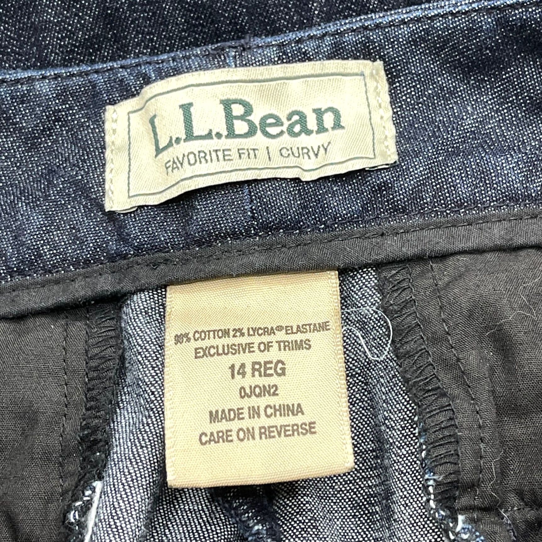 Vintage L.L. Bean Jeans Women 14 Dark Wash Denim Favorite Fit Curvy Cotton Blend Regular Belt Loops Zip Size 36" / US 14 / IT 50 - 3 Thumbnail