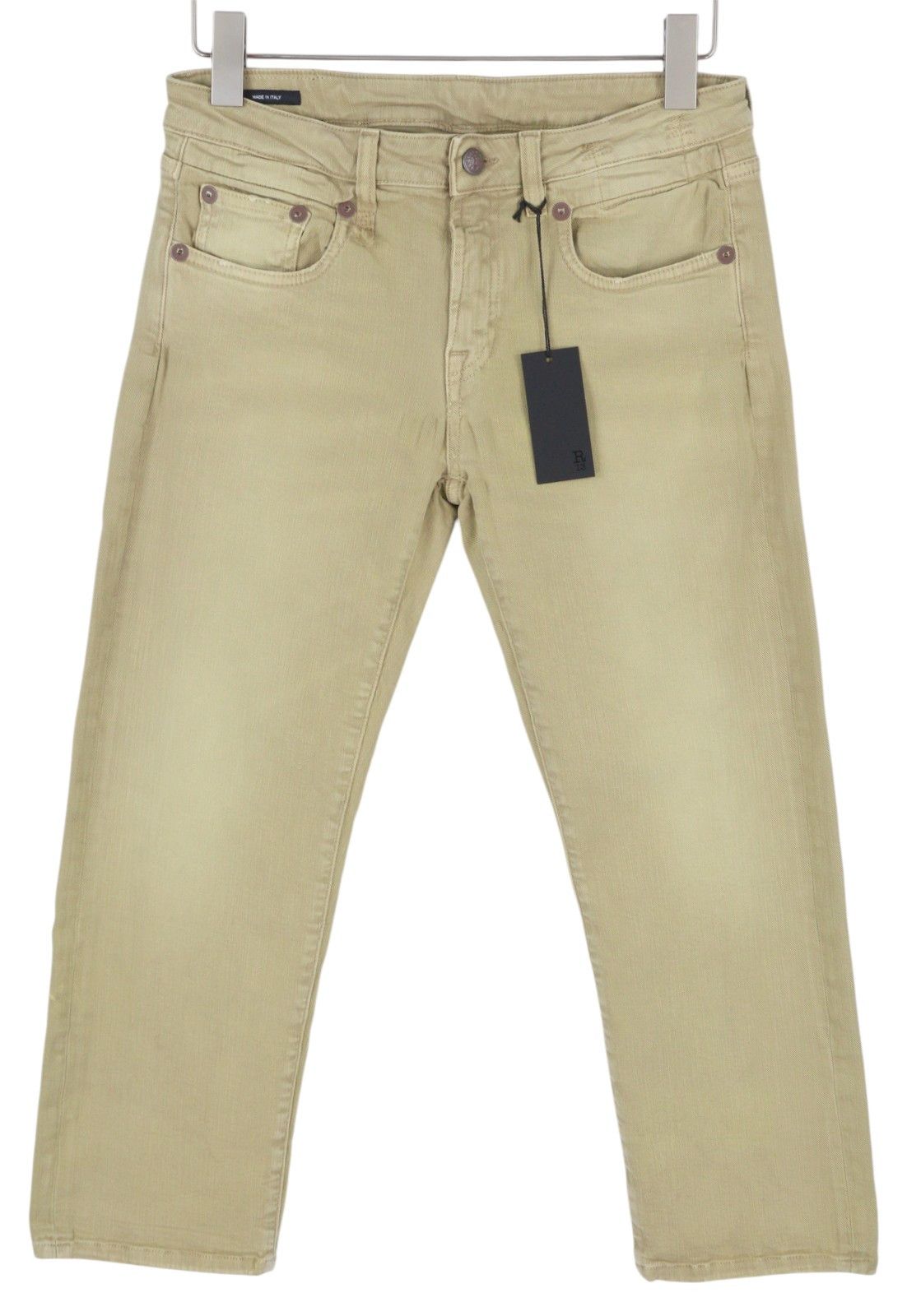 R13 BOY STRAIGHT 28 Khaki Stretchy Denim Cropped Pockets 86304 Size 28" / US 6 / IT 42 - 3 Thumbnail