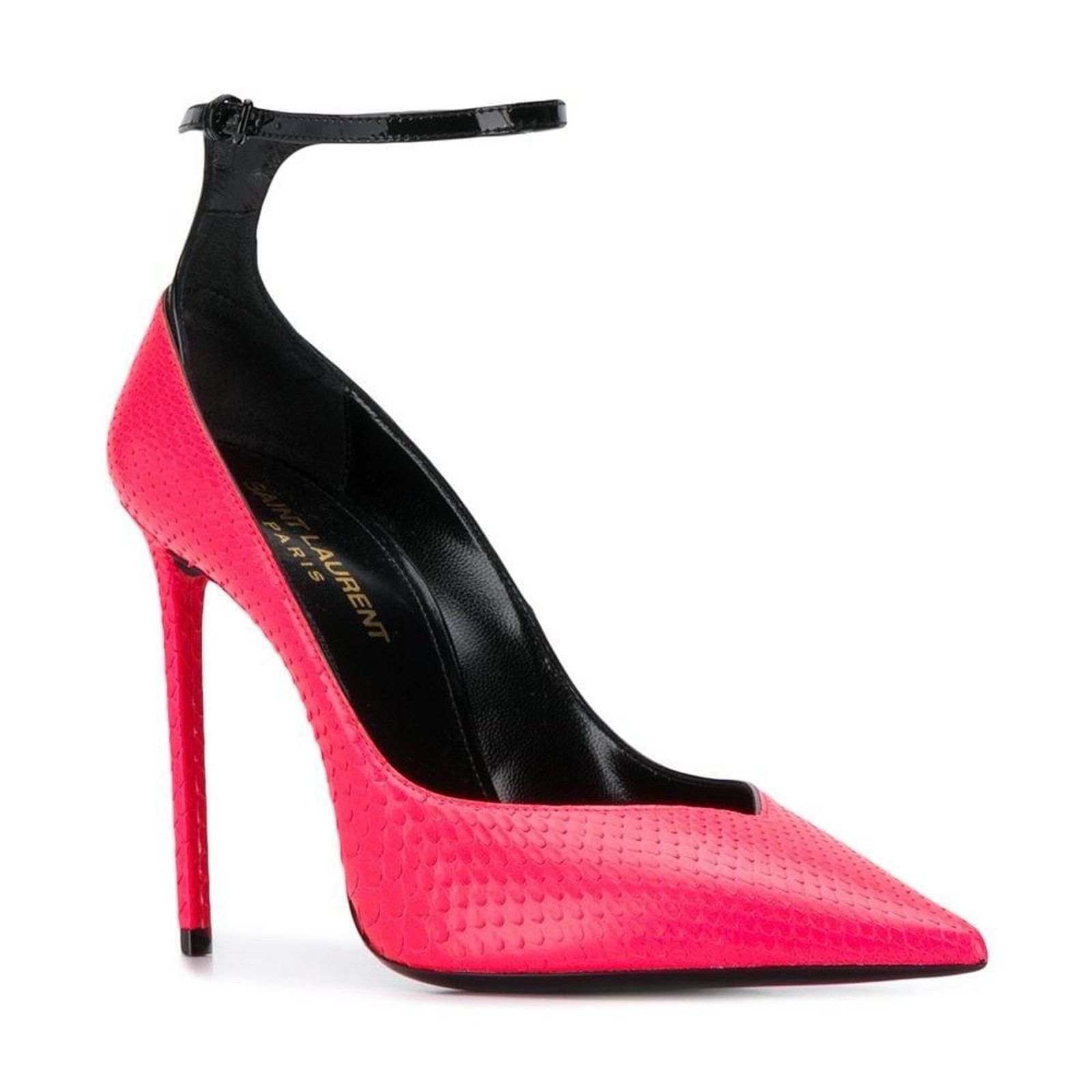 Saint Laurent Paris Saint Laurent Zoe 105 Leather Snakeskin Pointed Toe Heels Size US 6.5 / IT 36.5 - 1 Thumbnail