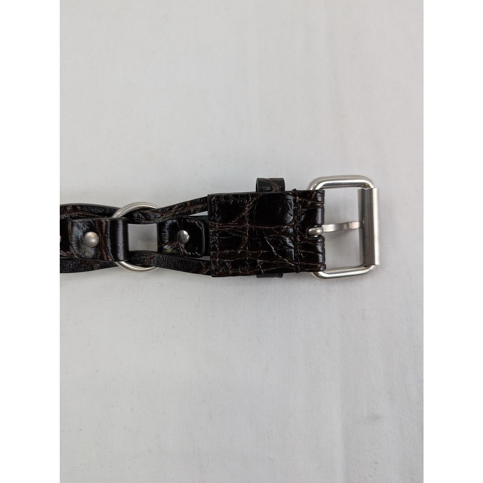 Saint Laurent Paris o1rshd1 Size: 100 / Motorcycle Buckle Belt Croc Embossed Size 40 - 3 Thumbnail