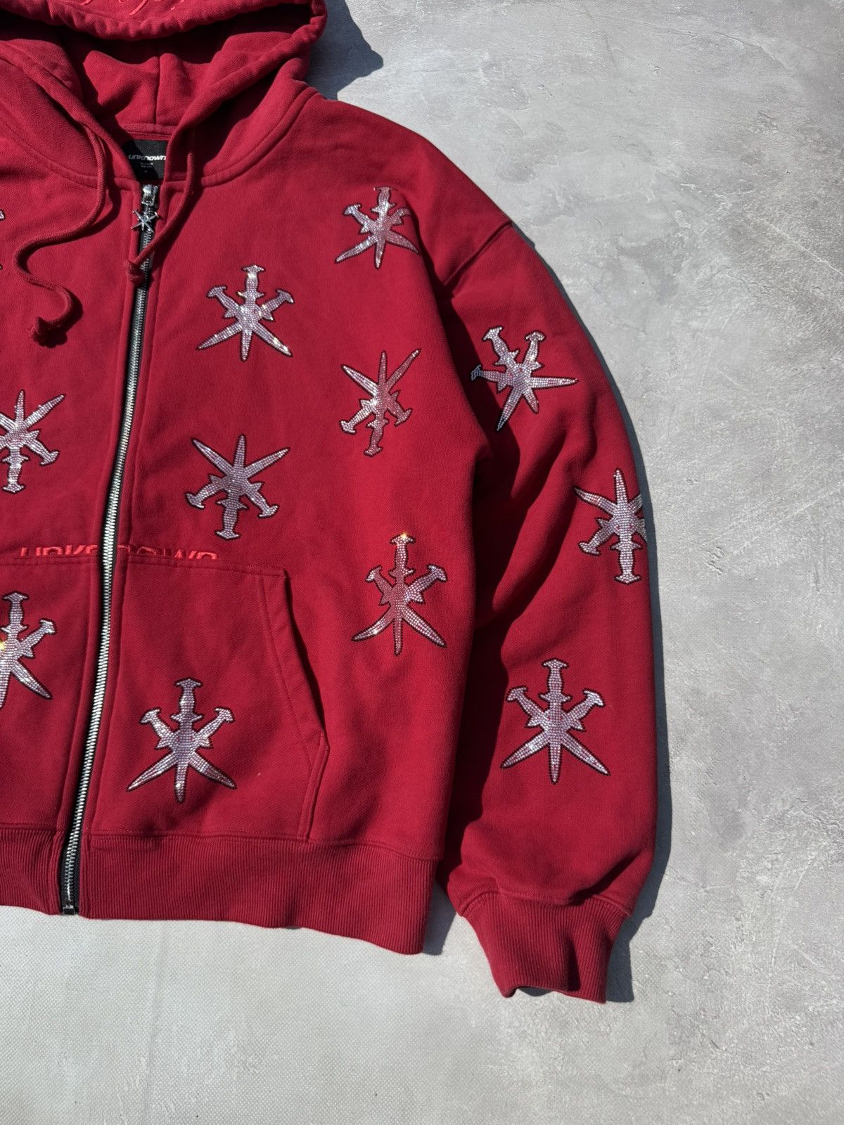 Unknown London Unknown London Rheistone Dagger Baggy Zip Hoodie Size US M / EU 48-50 / 2 - 4 Thumbnail