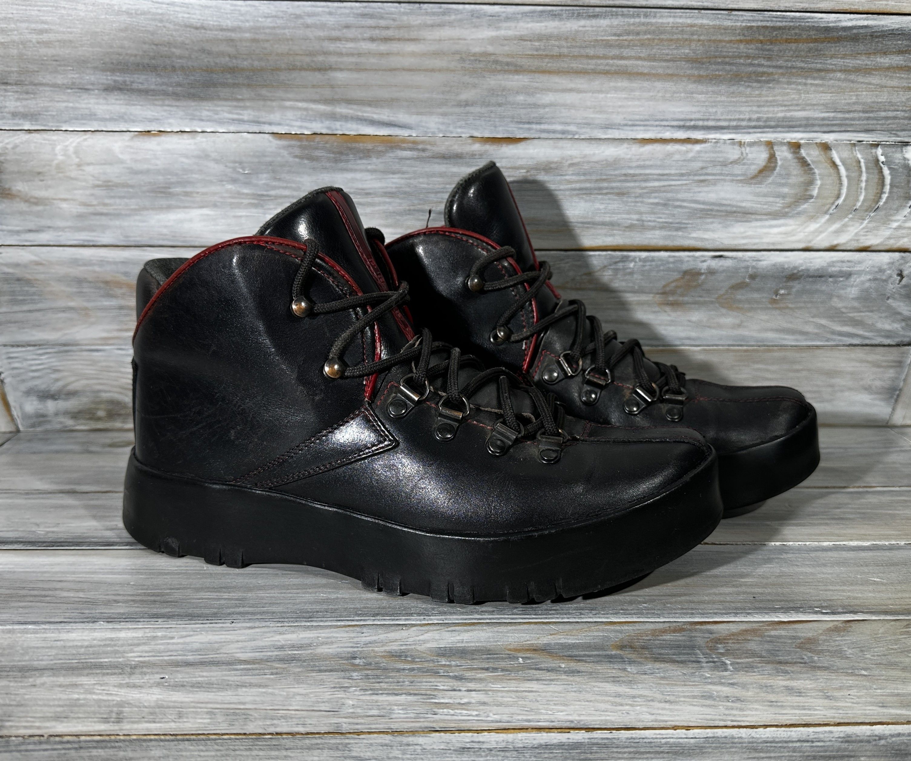 Prada Jacquard knit platform ankle boots in black | Grailed