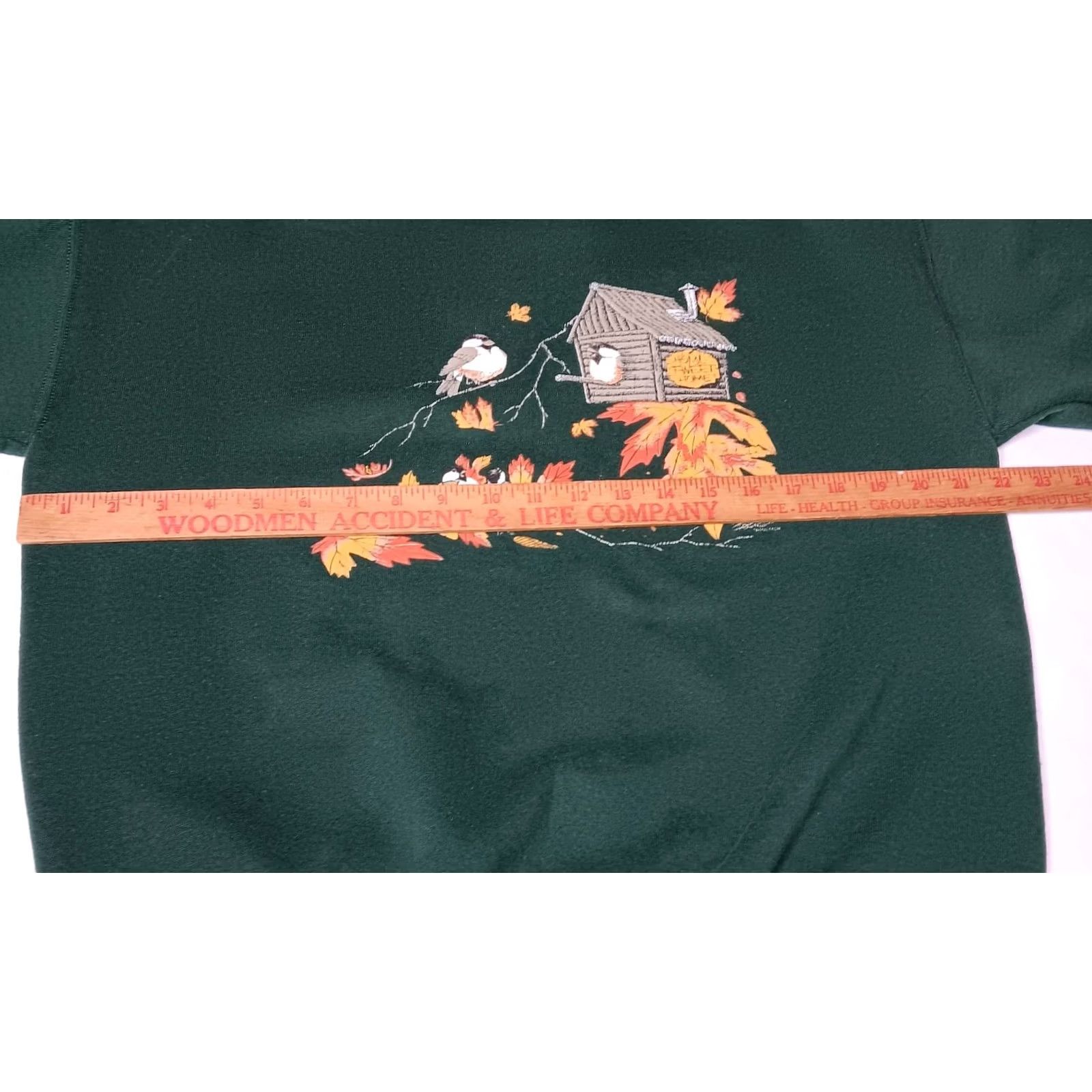 Fruit Of The Loom VINTAGE Fruit of the Loom Sweatshirt Woman L Green Nature Tree Birds Crew Neck Long Sleeve Pullover KnIT Fall Size L / US 10 / IT 46 - 6 Thumbnail