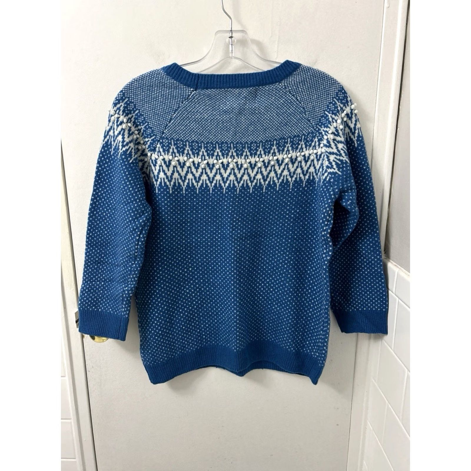 CO Telluride Clothing Co. Sweater Womens Large Blue Fair Isle Crew Neck Raglan Sleeve NWT Pullover Holiday Vintage-influenced Style Christmas Size L / US 10 / IT 46 - 7 Thumbnail