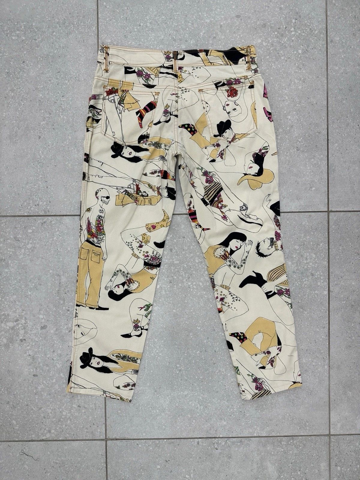 Moschino Vintage 90s Moschino Jeans Donna Womens Pants People Print Size 32" / US 10 / IT 46 - 2 Thumbnail