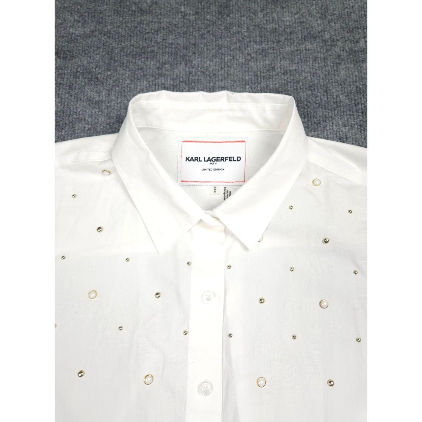 Karl Lagerfeld VINTAGE Karl Lagerfeld Paris Button Up Shirt White Limited Edition Studded NWOT Womens M Size M / US 6-8 / IT 42-44 - 3 Thumbnail