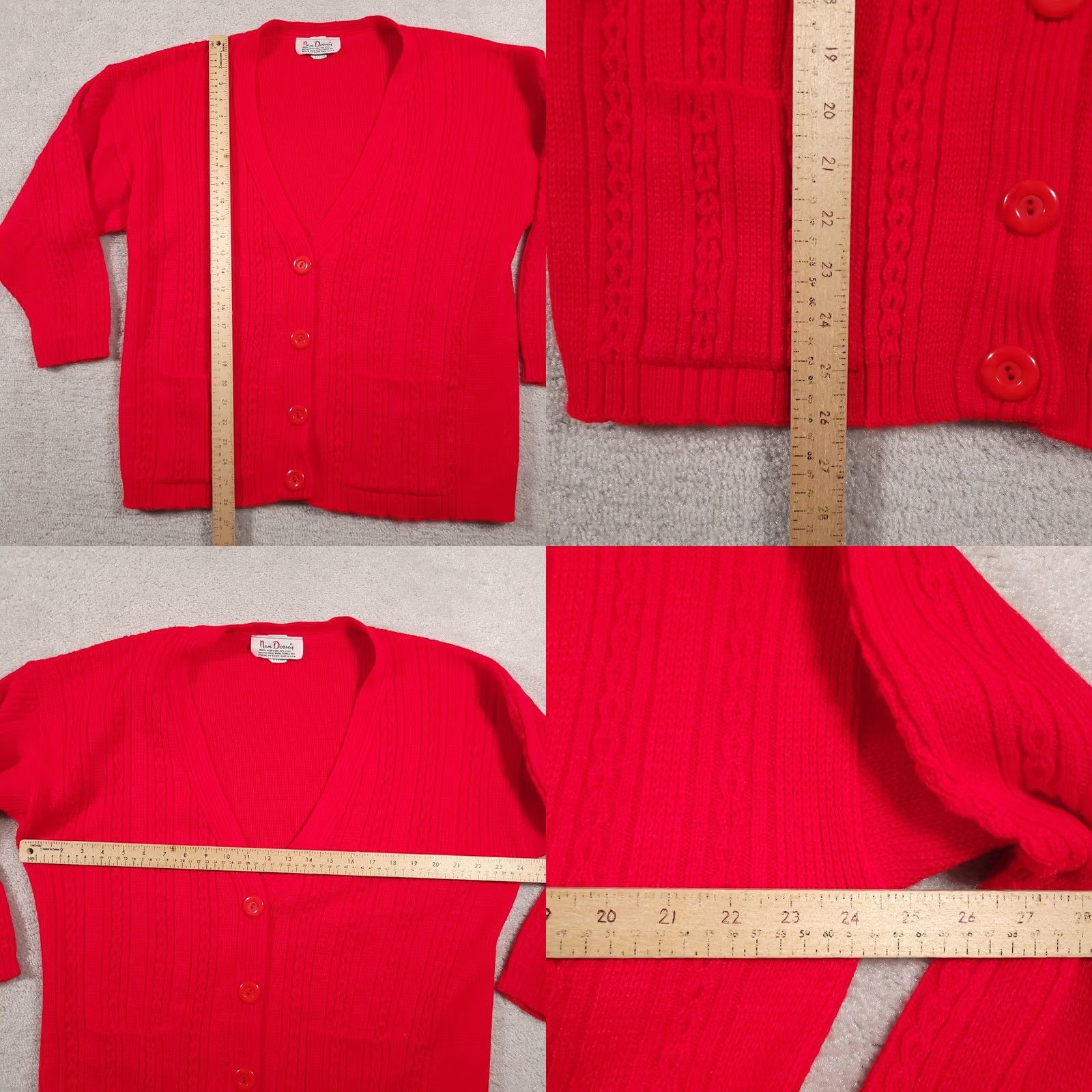 Vintage VINTAGE Nan Dorsey Sweater Cardigan Women's XL Red Knit Pockets USA 80s Size XL / US 12-14 / IT 48-50 - 8 Thumbnail