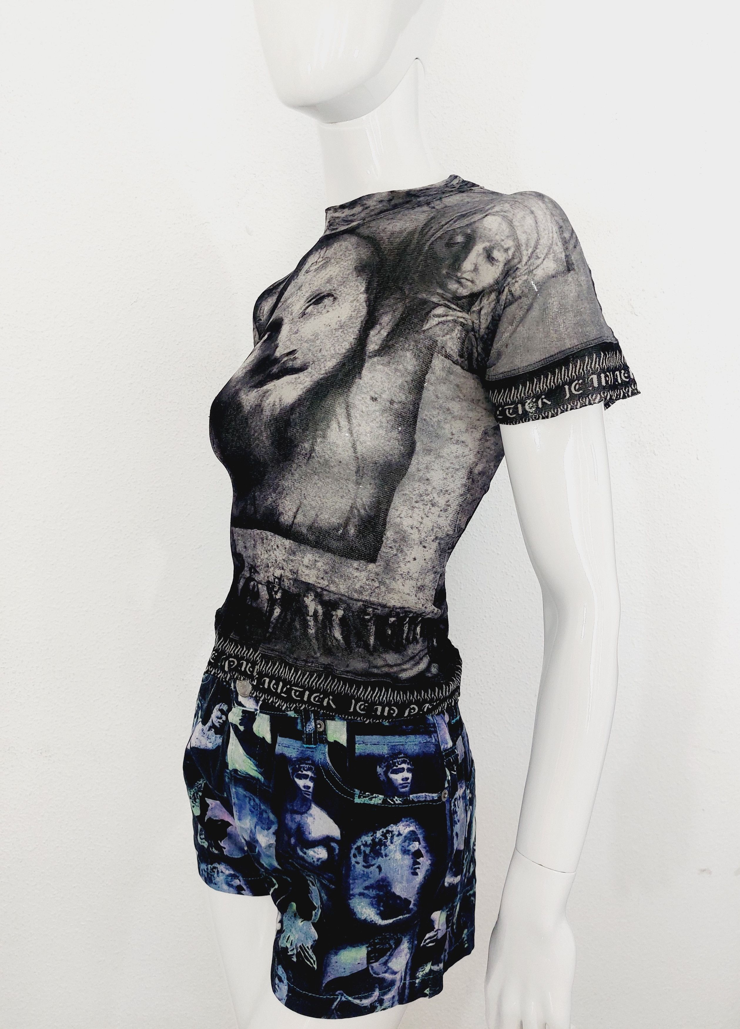 Jean Paul Gaultier Jean Paul Gaultier 1998 Jesus Christ Mesh Face Top T-Shirt Size US M / EU 48-50 / 2 - 9 Thumbnail