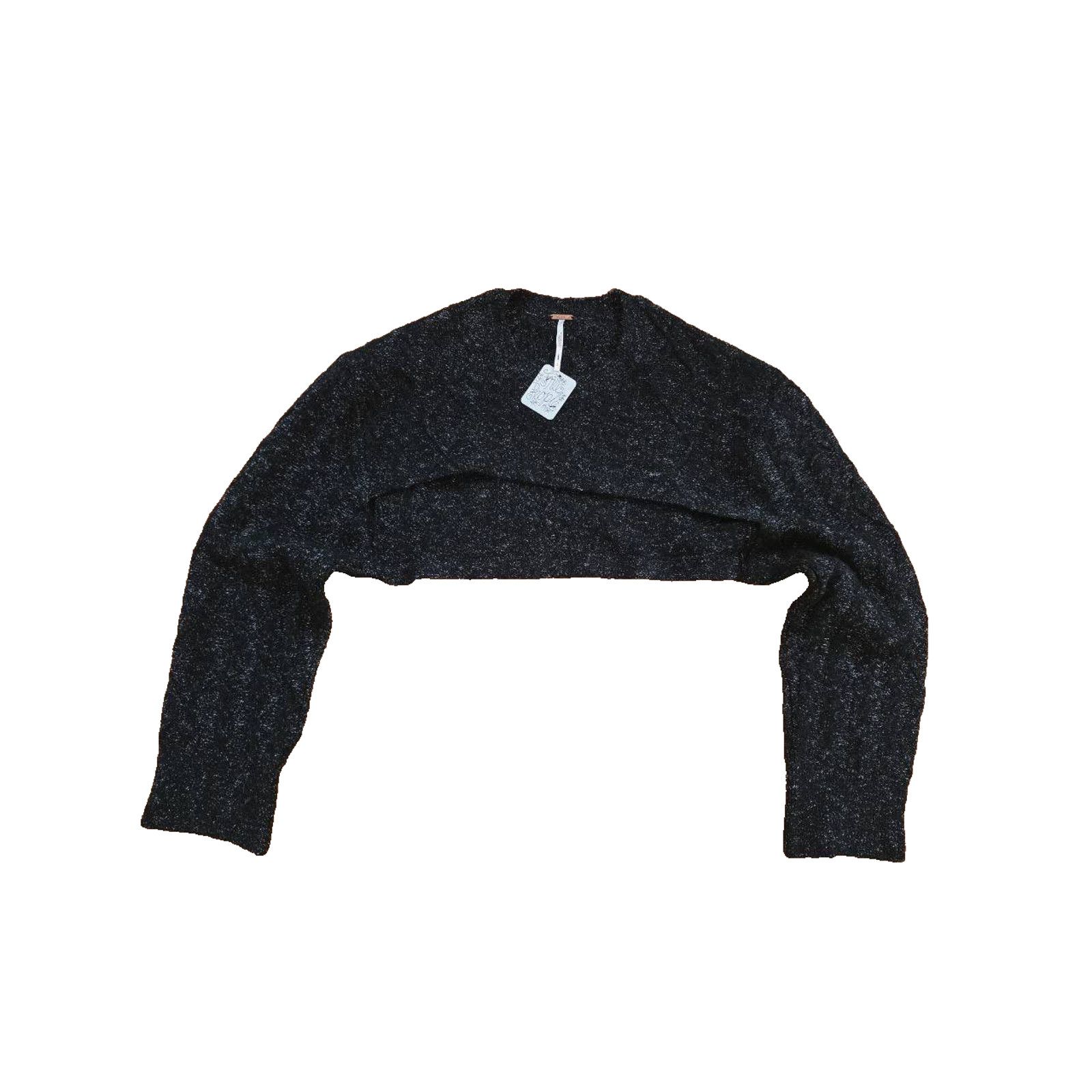 Free People Free People Sweater cropped Stretch Pullover Black S A001489 Size S / US 4 / IT 40 - 2 Thumbnail