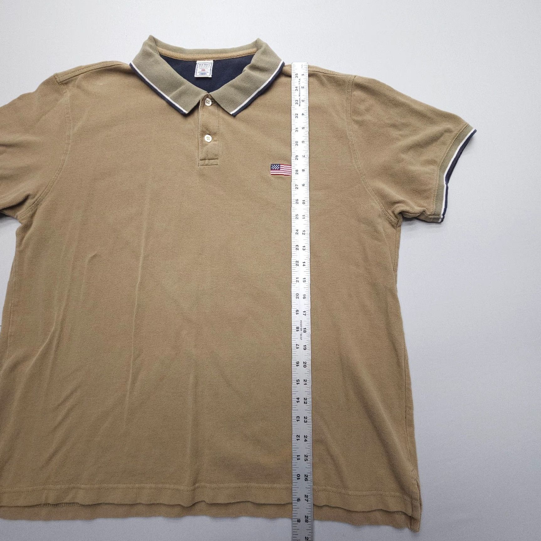 Old Navy VINTAGE Old Navy Polo Shirt Mens 2XL Tan Beige Cotton Knit Short Sleeve Casual Preppy 90s Outdoor Logo Button Mens Size US XXL / EU 58 / 5 - 4 Thumbnail