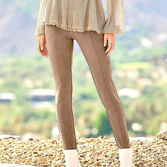 Boston Proper Faux Suede Stirrup Legging Fall Neutral Party Spring Travel Size 26" / US 2 / IT 38 - 2 Thumbnail