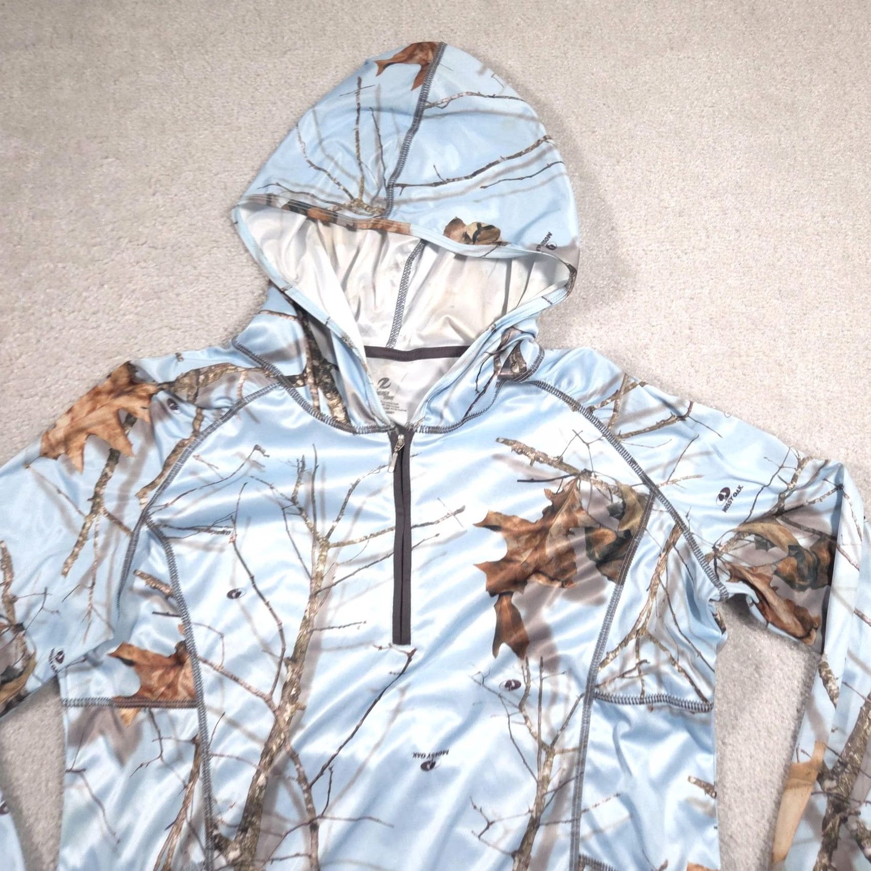 Vintage Energy Zone Hoodie Womens XL Blue 1/4 Zip Pullover Lightweight Mossy Oak Camo Size XL / US 12-14 / IT 48-50 - 3 Thumbnail